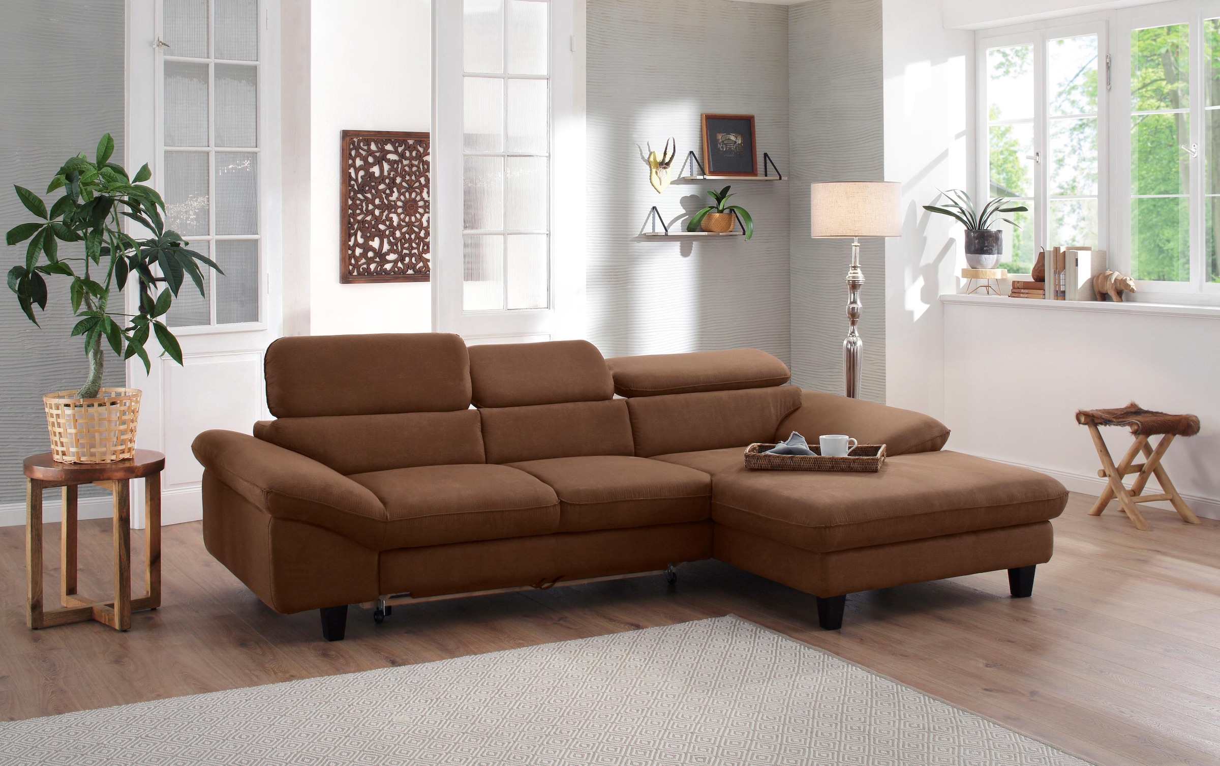 Home affaire Ecksofa »Pilot L-Form«, mit Kopfteilverstellung, optional Bettfunktion und Bettkasten