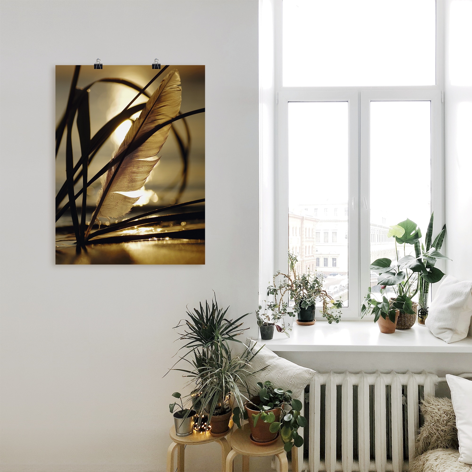 Artland Wandbild »Feder im Abendlicht« Gräser 1 Stk. tlg. als Leinwandbild, Poster in verschied. Größen