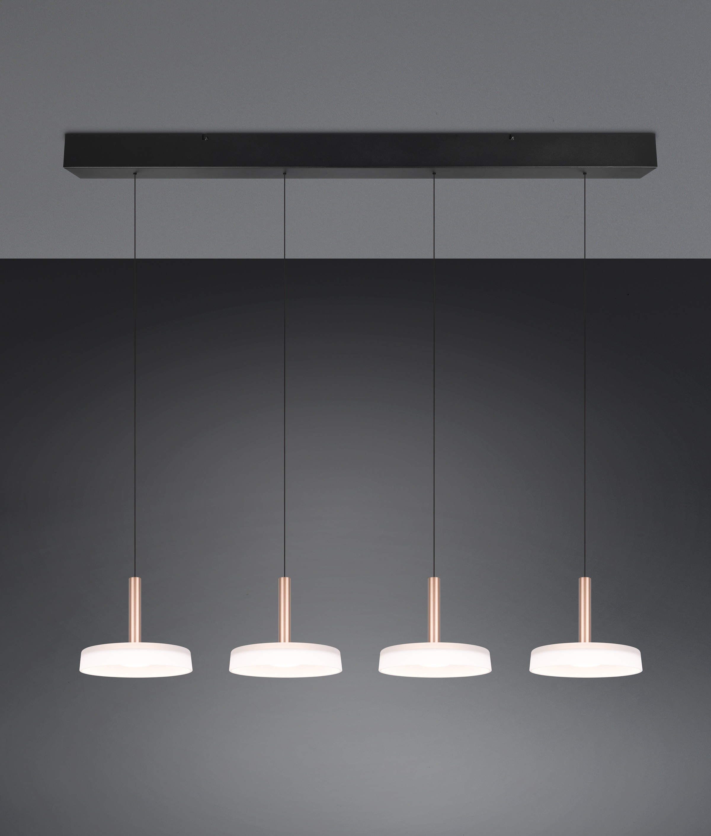TRIO Leuchten LED Pendelleuchte »CELESTE dimmbare LED Hängelampe aus Metall und Glas, 7,5W, 750 Lumen« LED-Board 1 Stk. Warmweiß 4-flammig einfach höhenverstellbar von 50-200 cm 3-Stufen Dimmfunktion