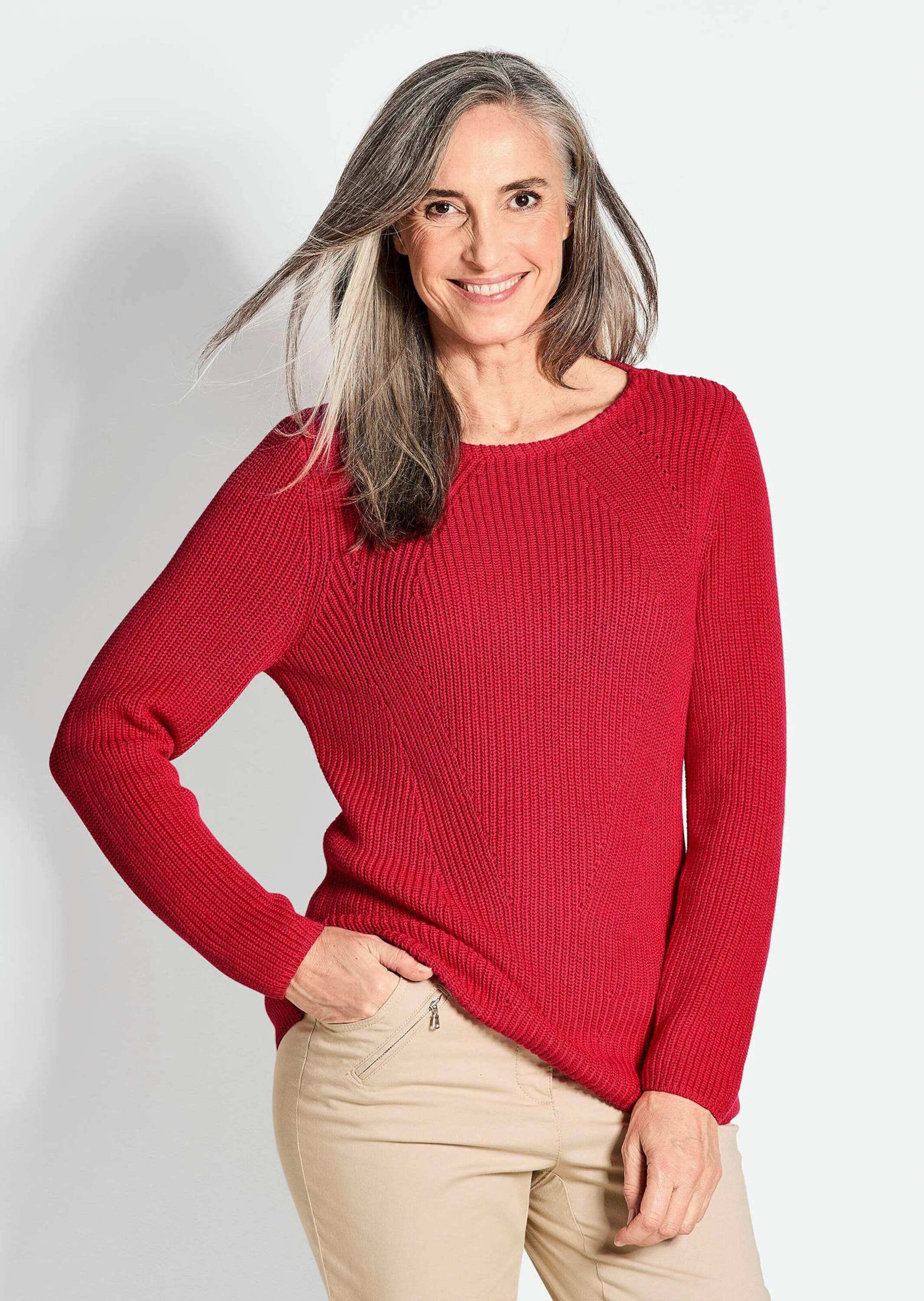 GOLDNER Strickpullover »Kurzgröße Figurschmeichelnder Pullover aus reiner Baumwolle«