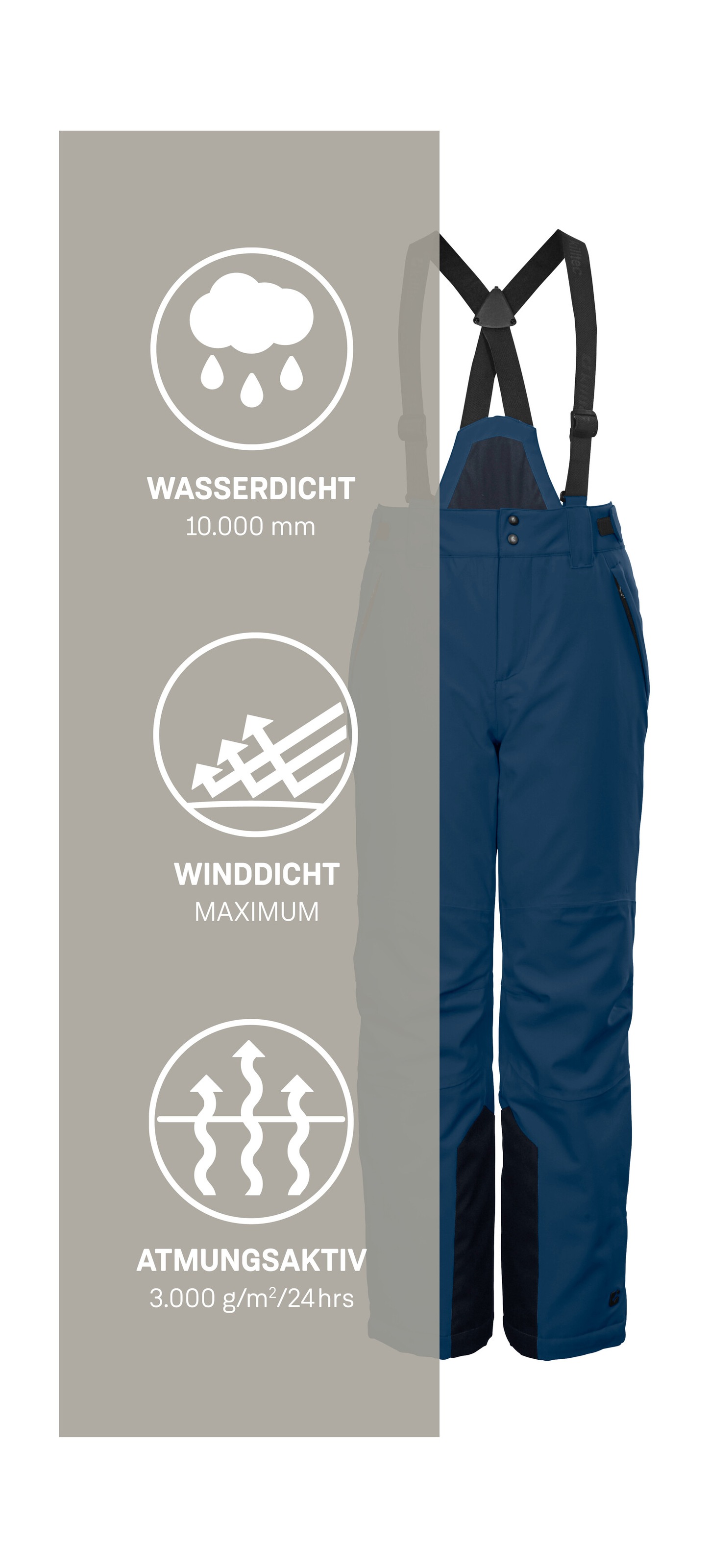 Killtec Skihose »KSW 79 BYS SKI PNTS«, Wasserdichte, atmungsaktive Skihose mit abnehmbarem Latz und Stauraum