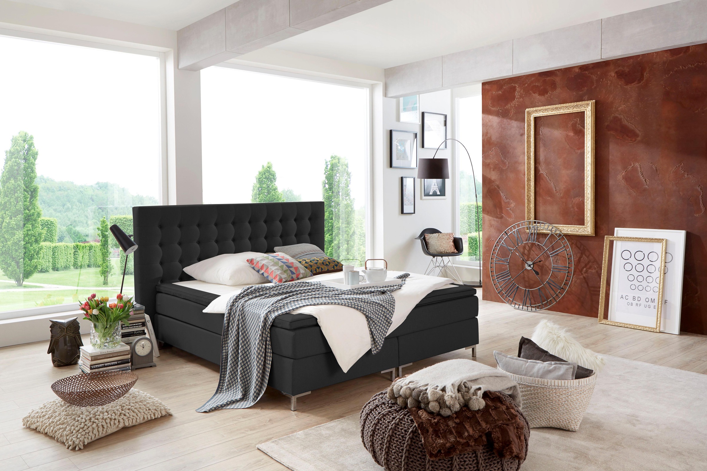 ATLANTIC home collection Boxspringbett »Anni« mit Bonnell-Federkernmatratze und Topper