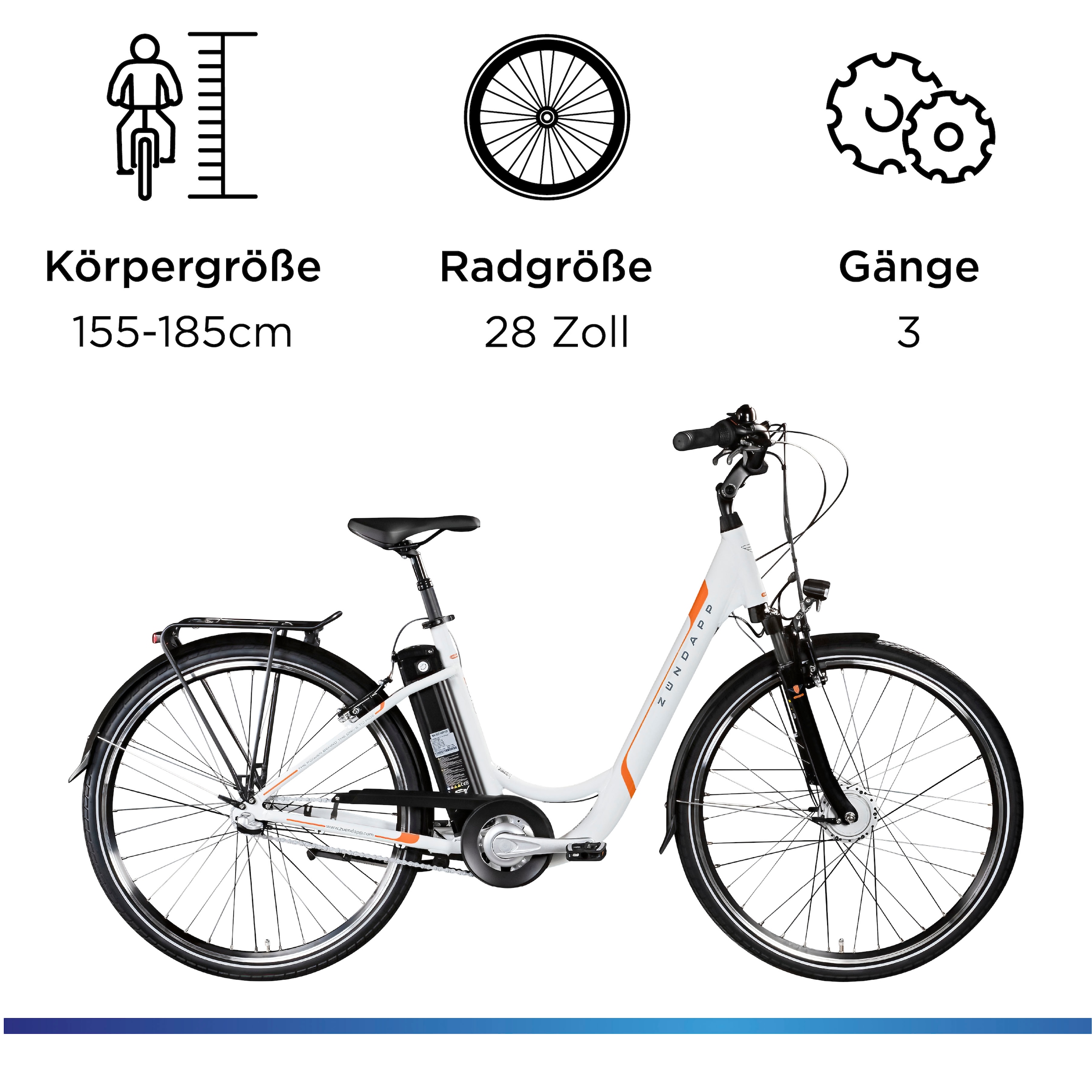 Zündapp »Z510« 3 Gang Shimano Nexus  SC-3C41 Schaltwerk Nabenschaltung Frontmotor 250 W Pedelec, Elektrofahrrad für Damen u. Herren