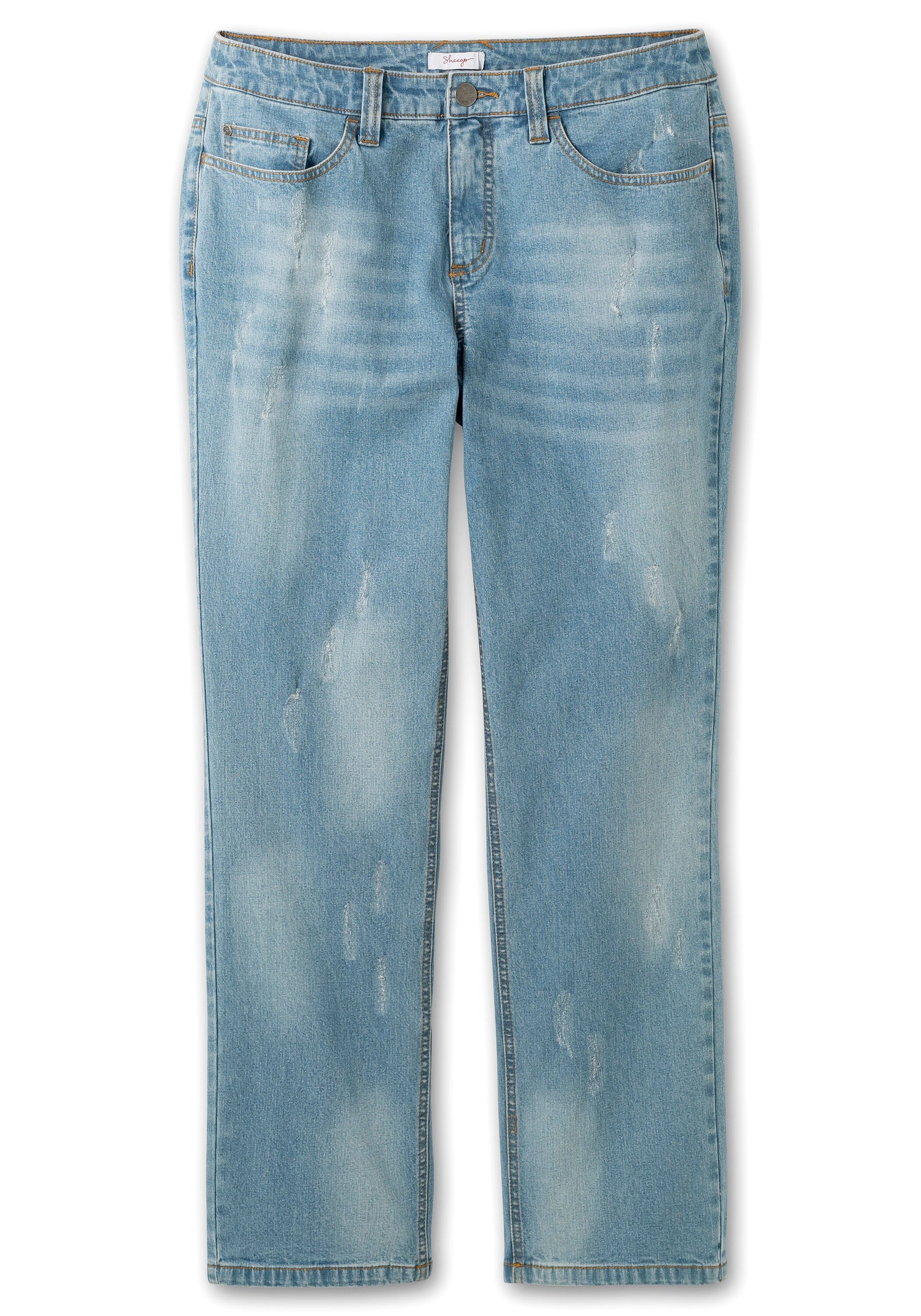 Sheego Gerade Jeans »Jeans mit Destroyed-Effekten, extralang«