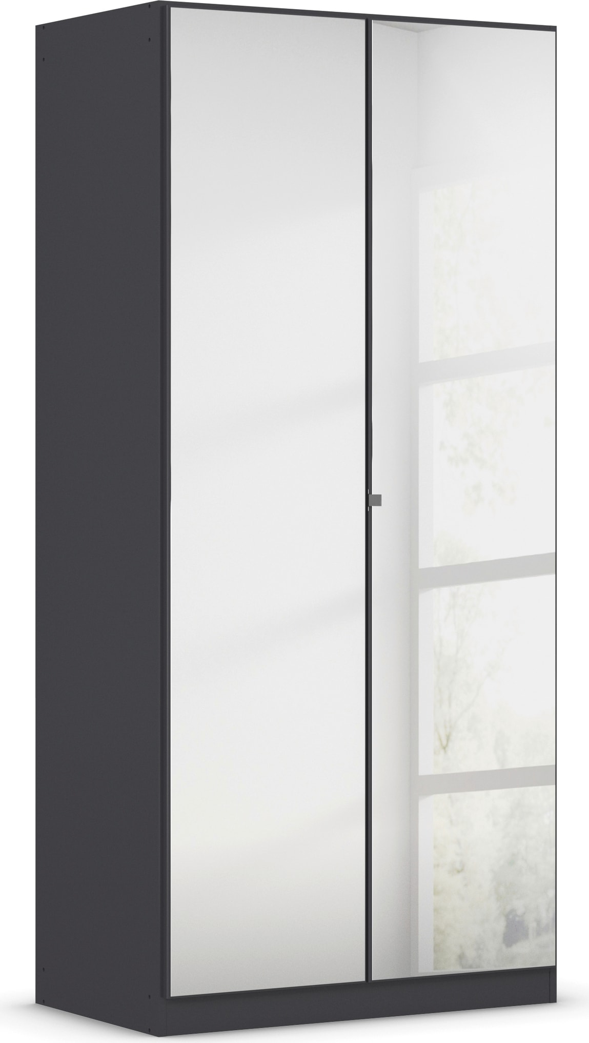 rauch Drehtürenschrank »Reflect«, mit Spiegelfront, inkl. praktischer Inneneinteilung und Stoffboxen-Set