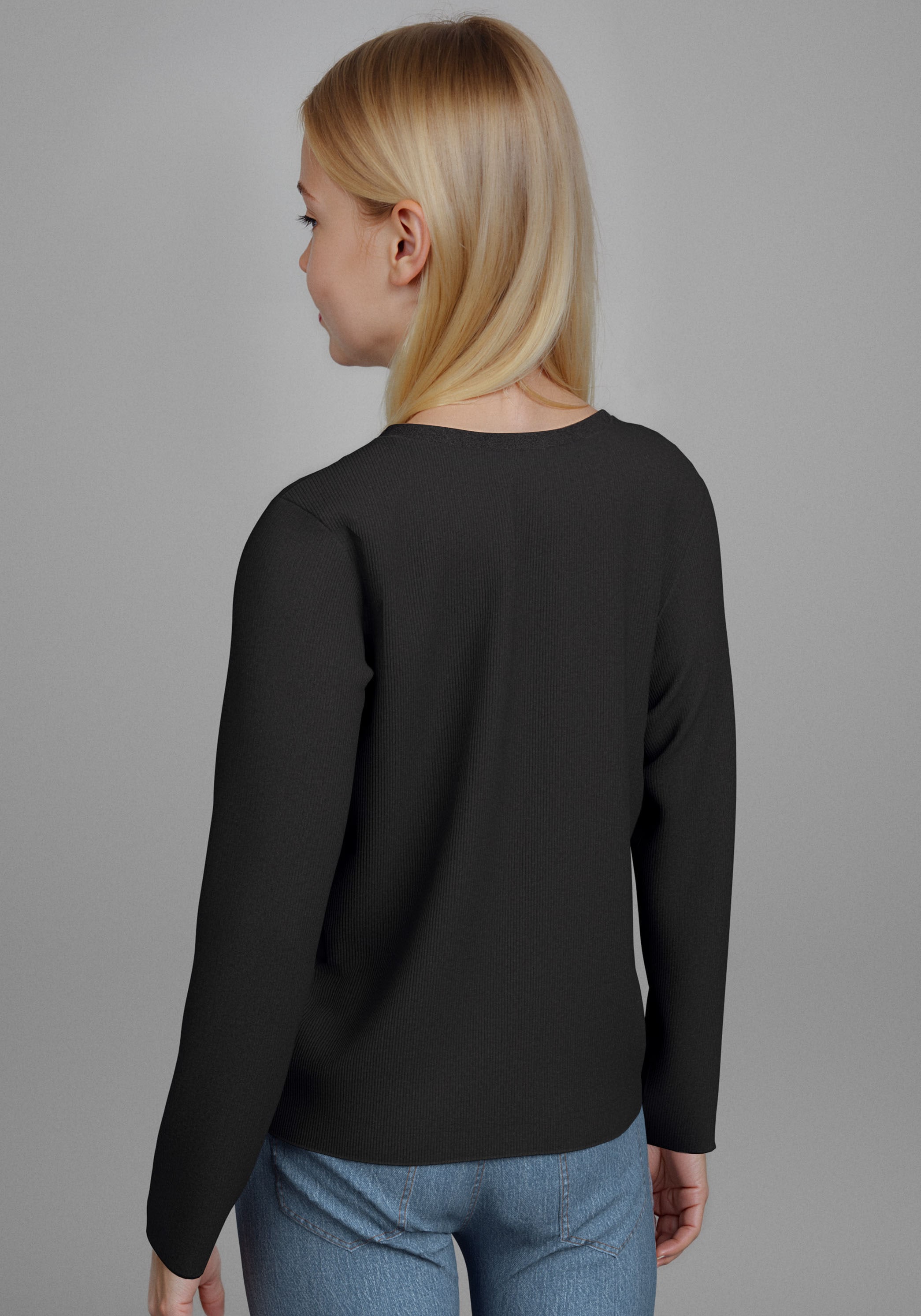 H.I.S Langarmshirt »2er Packung Shirts aus Rippware« Packung, 2, 2 Stk. Für TEENS. 2er Pack Basic Langarmshirts