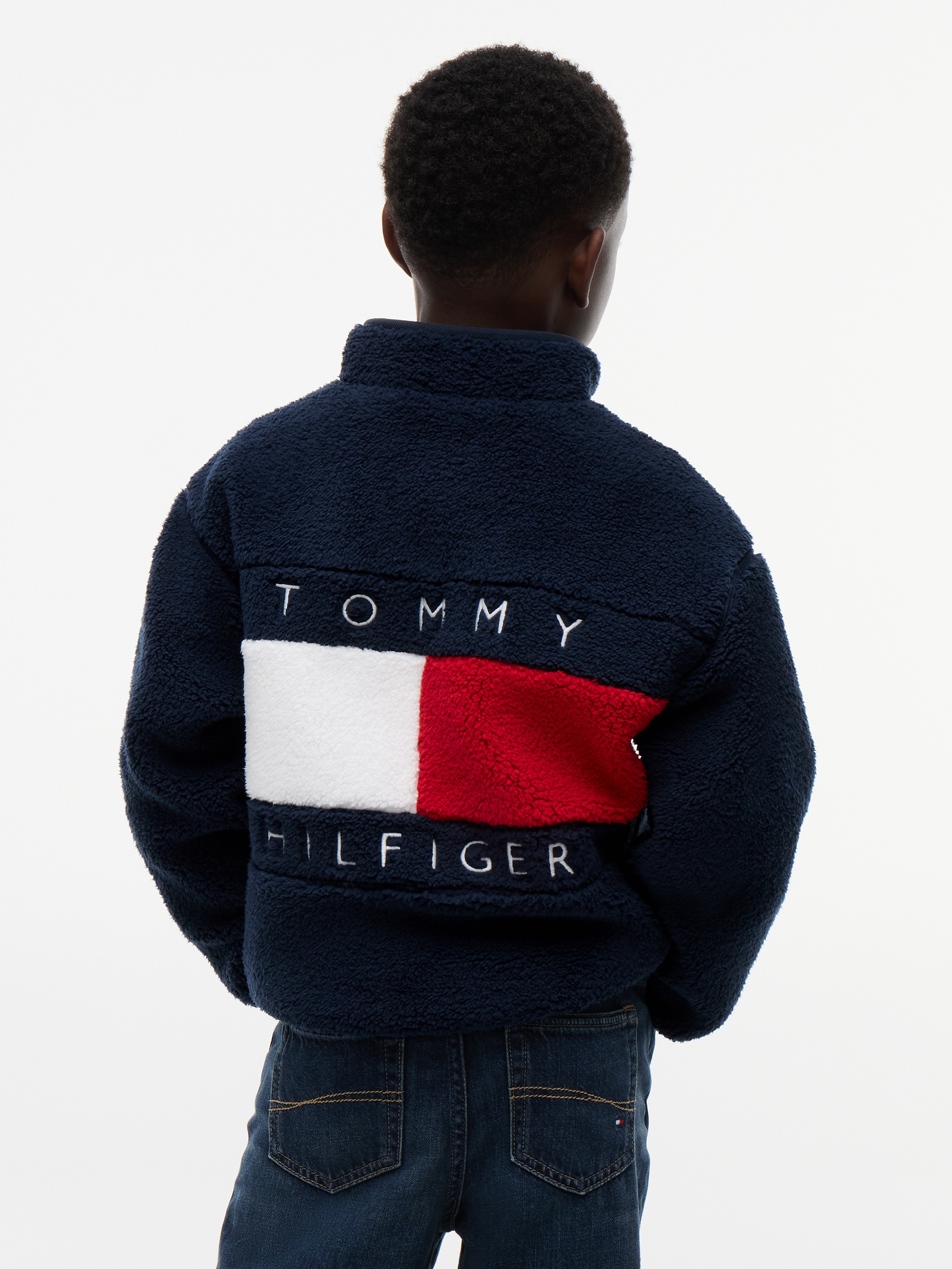 Tommy Hilfiger Plüschjacke ohne Kapuze Regular Fit, Plüsch-Qualität, Kinder bis 16 Jahre