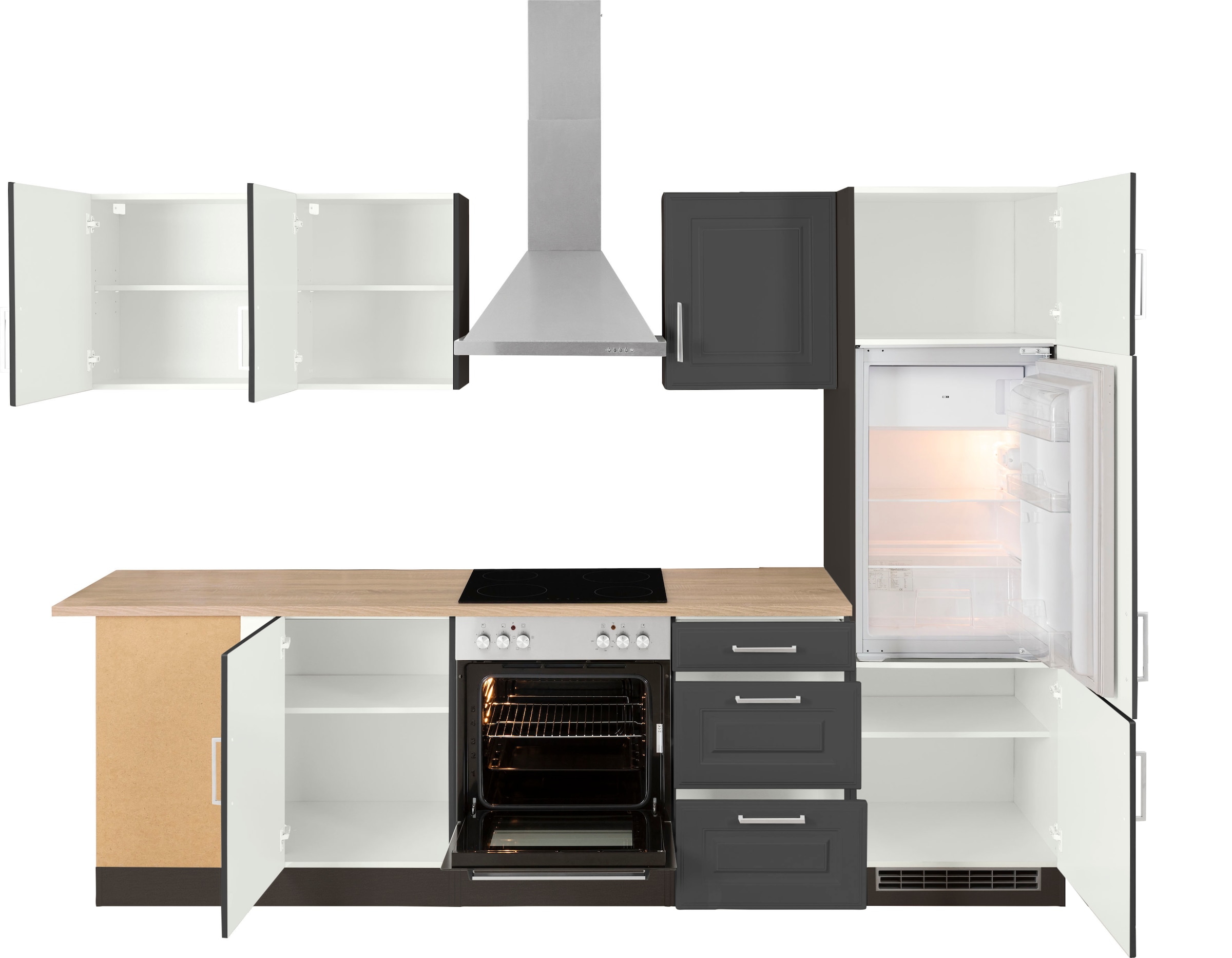 KOCHSTATION Winkelküche »KS-Stockholm«, Stellbreite 220/280 cm, mit hochwertigen MDF Fronten im Landhaus-Stil