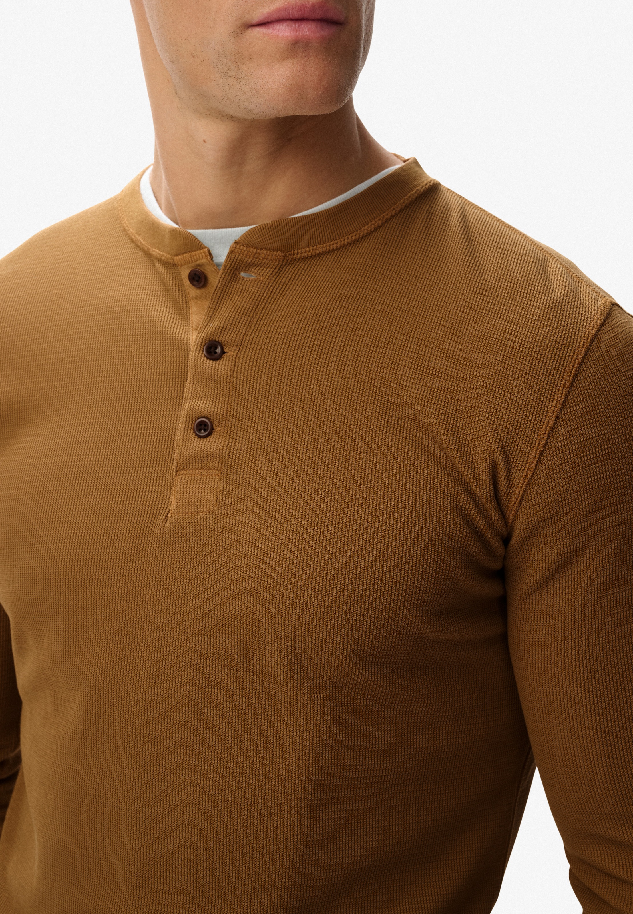Superdry Langarmshirt »WAFFLE LONG SLEEVE HENLEY TOP«