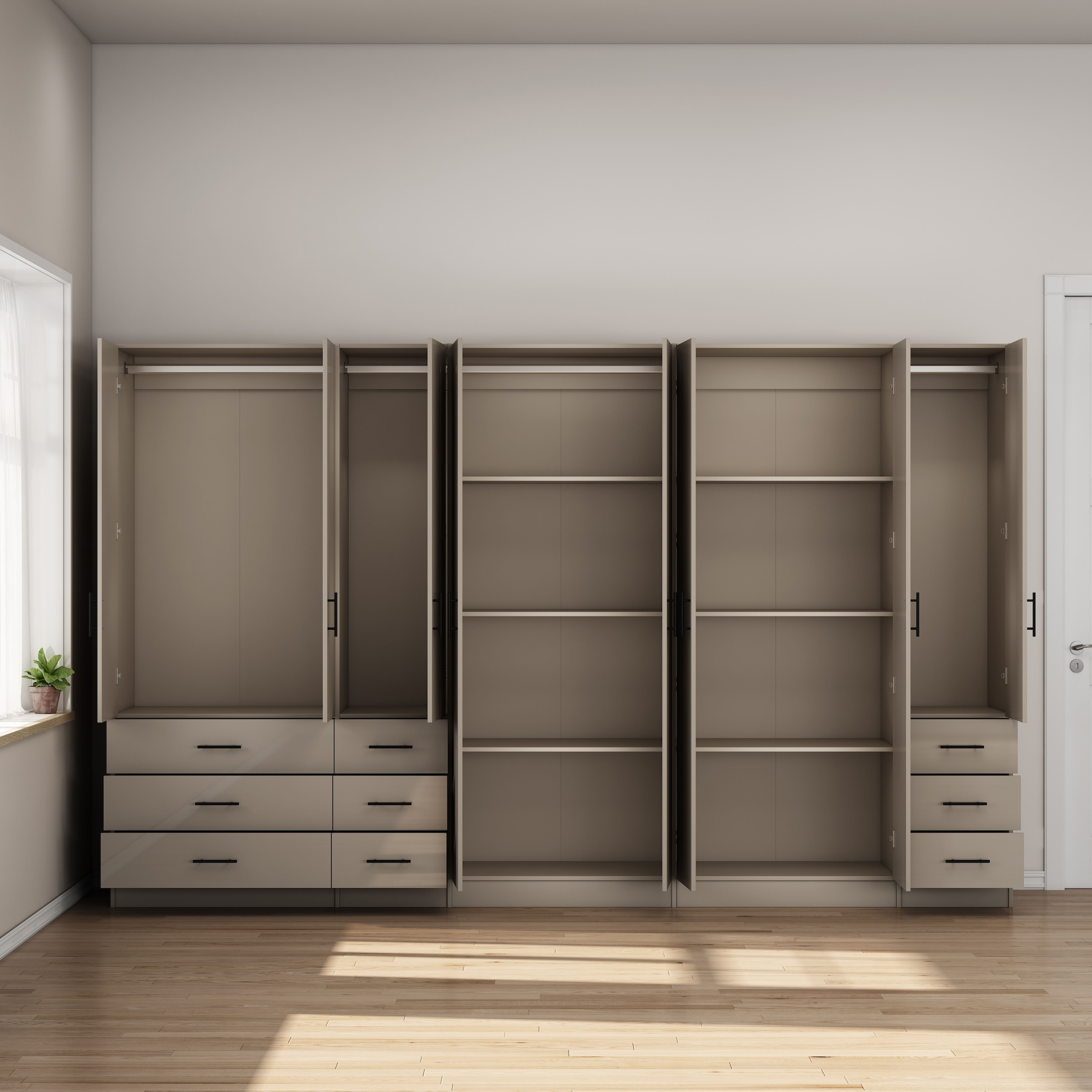 OTTO home Kleiderschrank »Trento Schlafzimmerschrank Garderobe hochglanz« Schrank mit 8 Türen und 9 Schubladen, hochglänzende Fronten
