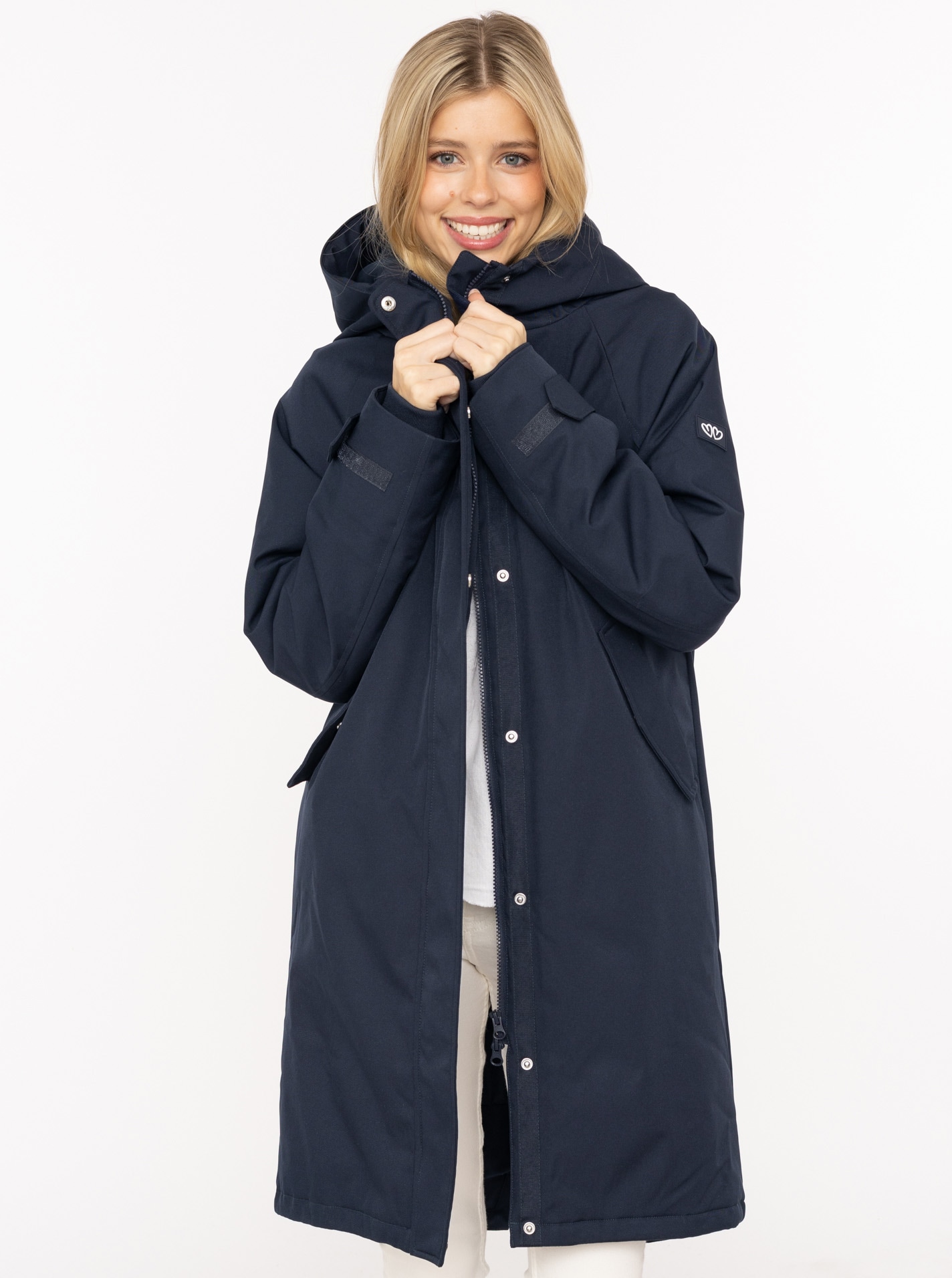 Zwillingsherz Kurzmantel »"Keep Smiling"« Kapuze, verdeckter Reißverschluss