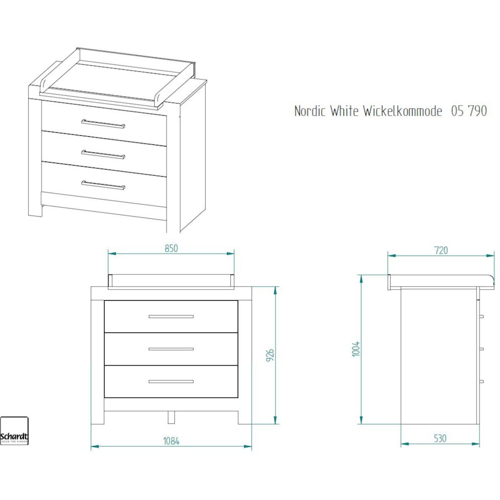 Schardt Babymöbel-Set »Nordic White«, (Spar-Set, 2 St., Kinderbett, Wickelkommode)