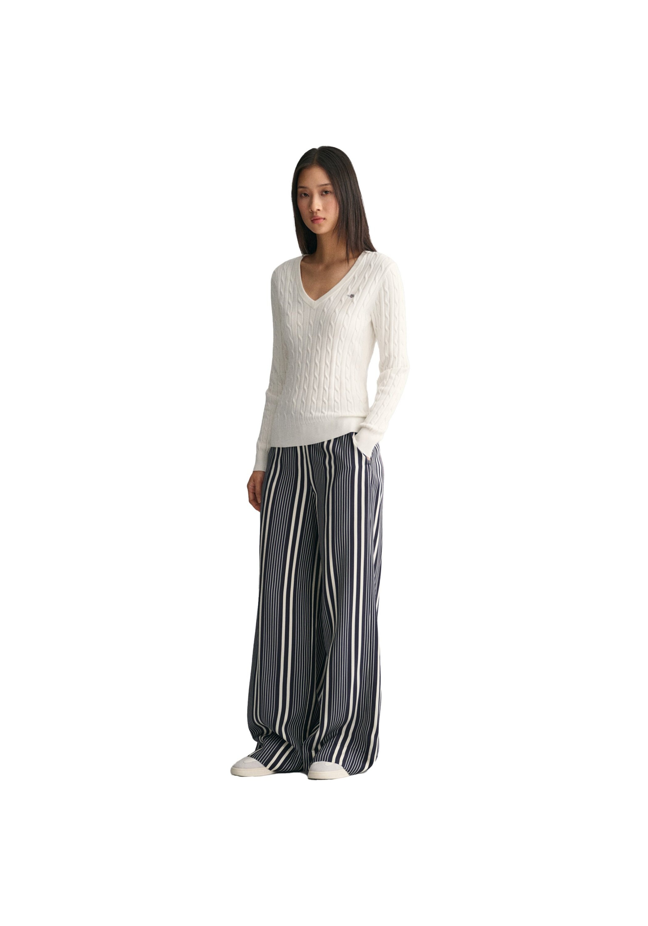 Gant Sweater »Strickpullover STRETCH COTTON CABLE V-NECK«