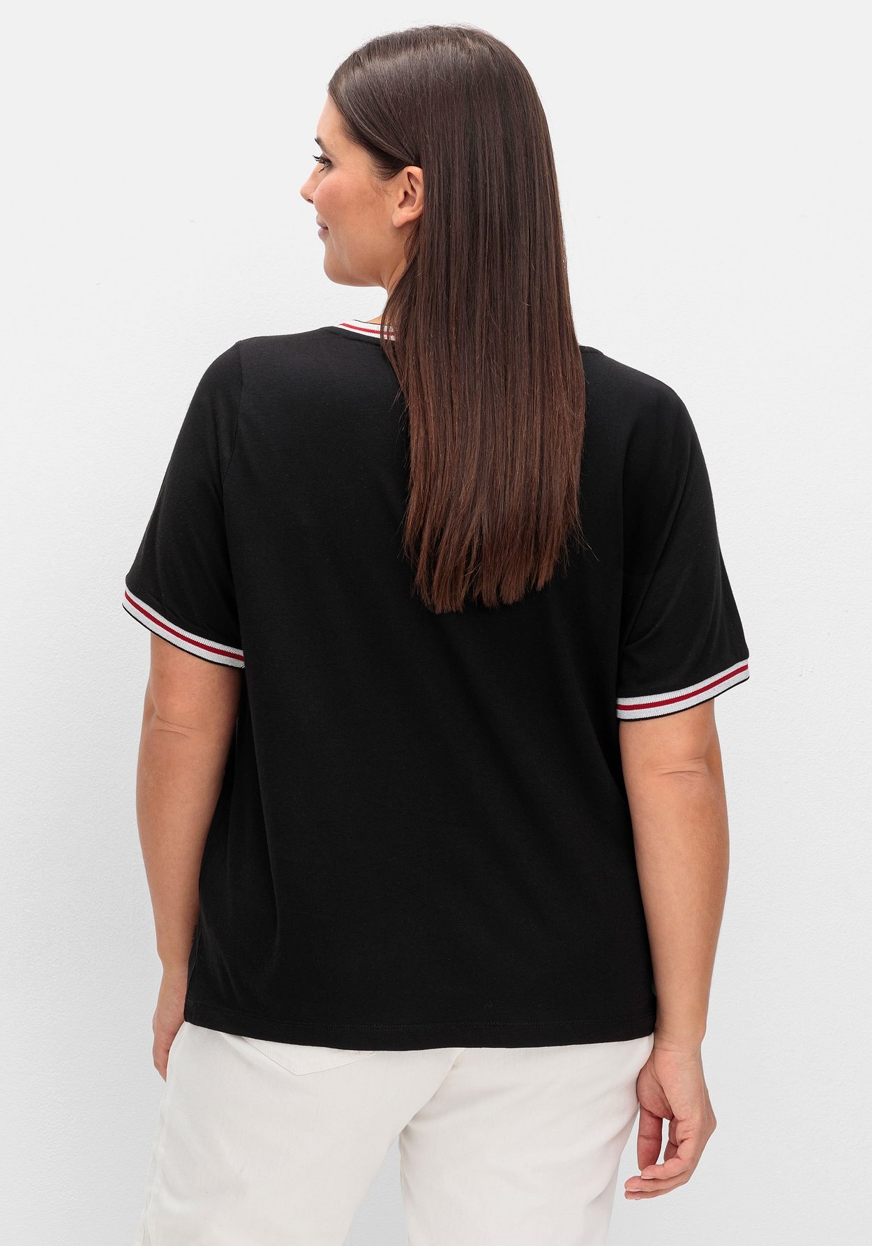 Sheego T-Shirt »Shirt mit Grafik-Frontprint und Glitzerdetails«