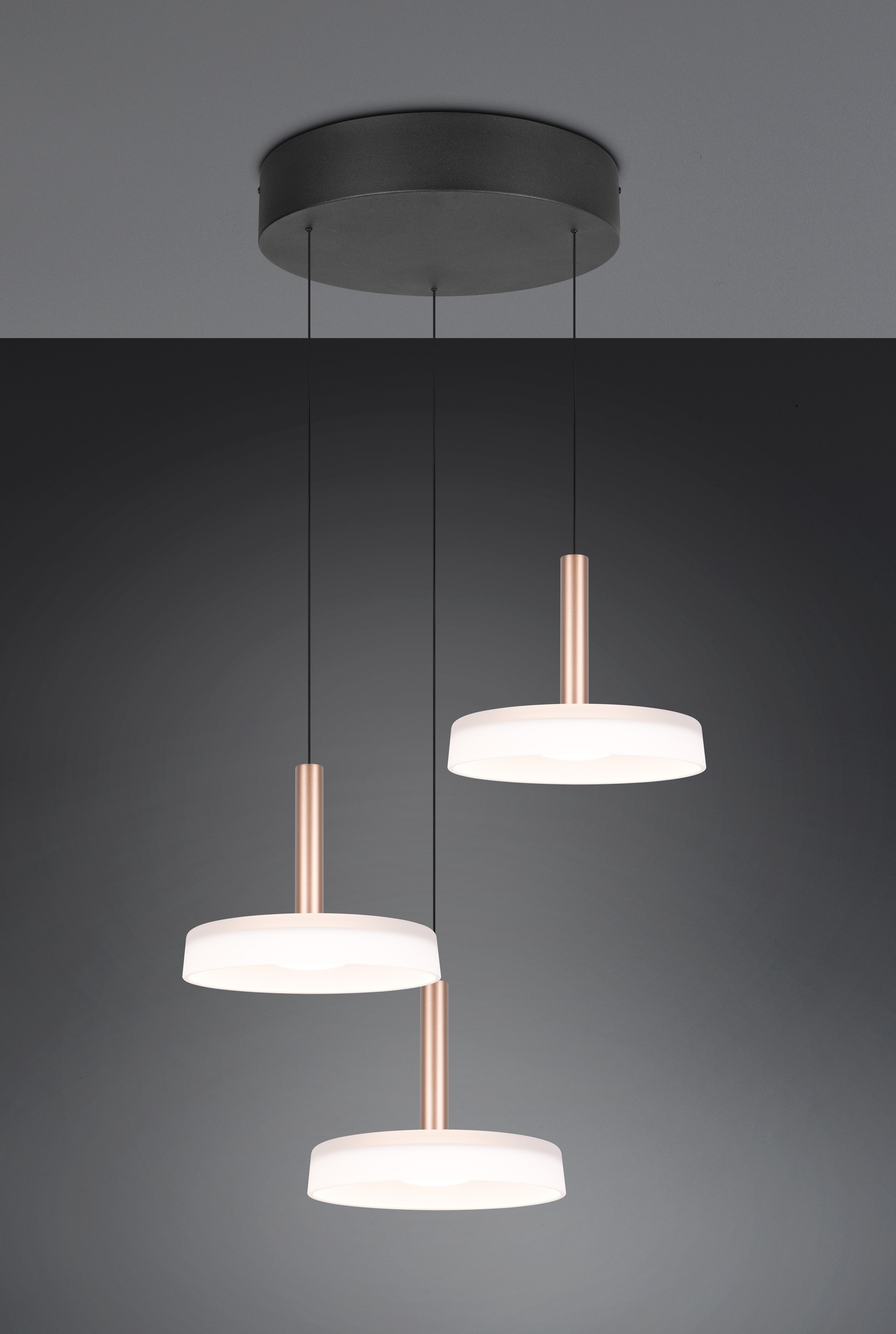 TRIO Leuchten LED Pendelleuchte »CELESTE dimmbare LED Hängelampe aus Metall und Glas, 7,5W, 750 Lumen« LED-Board 1 Stk. Warmweiß 3-flammig einfach höhenverstellbar von 50-200 cm 3-Stufen Dimmfunktion