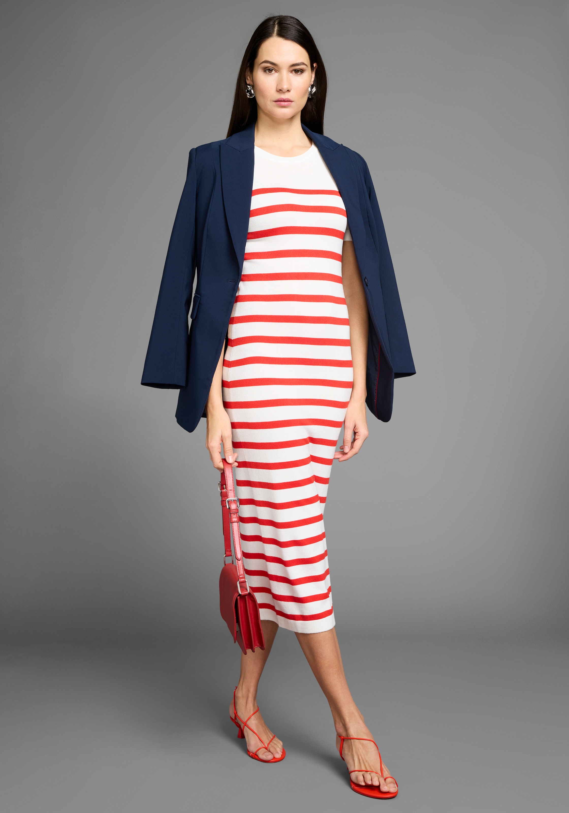 HECHTER PARIS Strickkleid, wadenlang, modern, aus Viskosemischung, Kurzarm