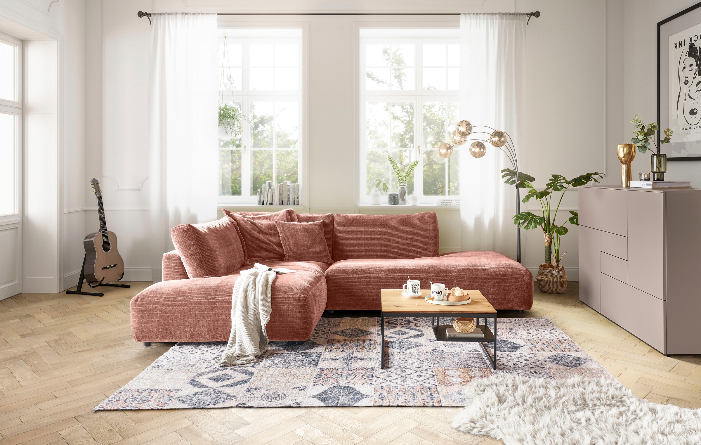 Musterring Ecksofa »Lucia« mit großem Longchair, verschiedene Farben, B304 x T224 cm