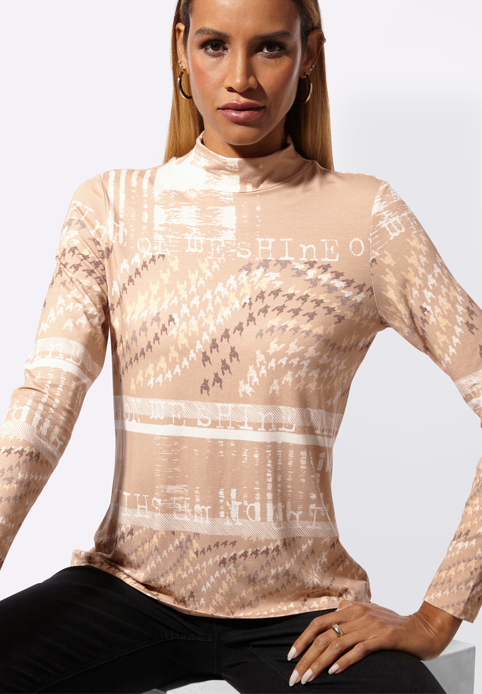 creation L T-Shirt »Druck-Shirt Stehkragenshirt«