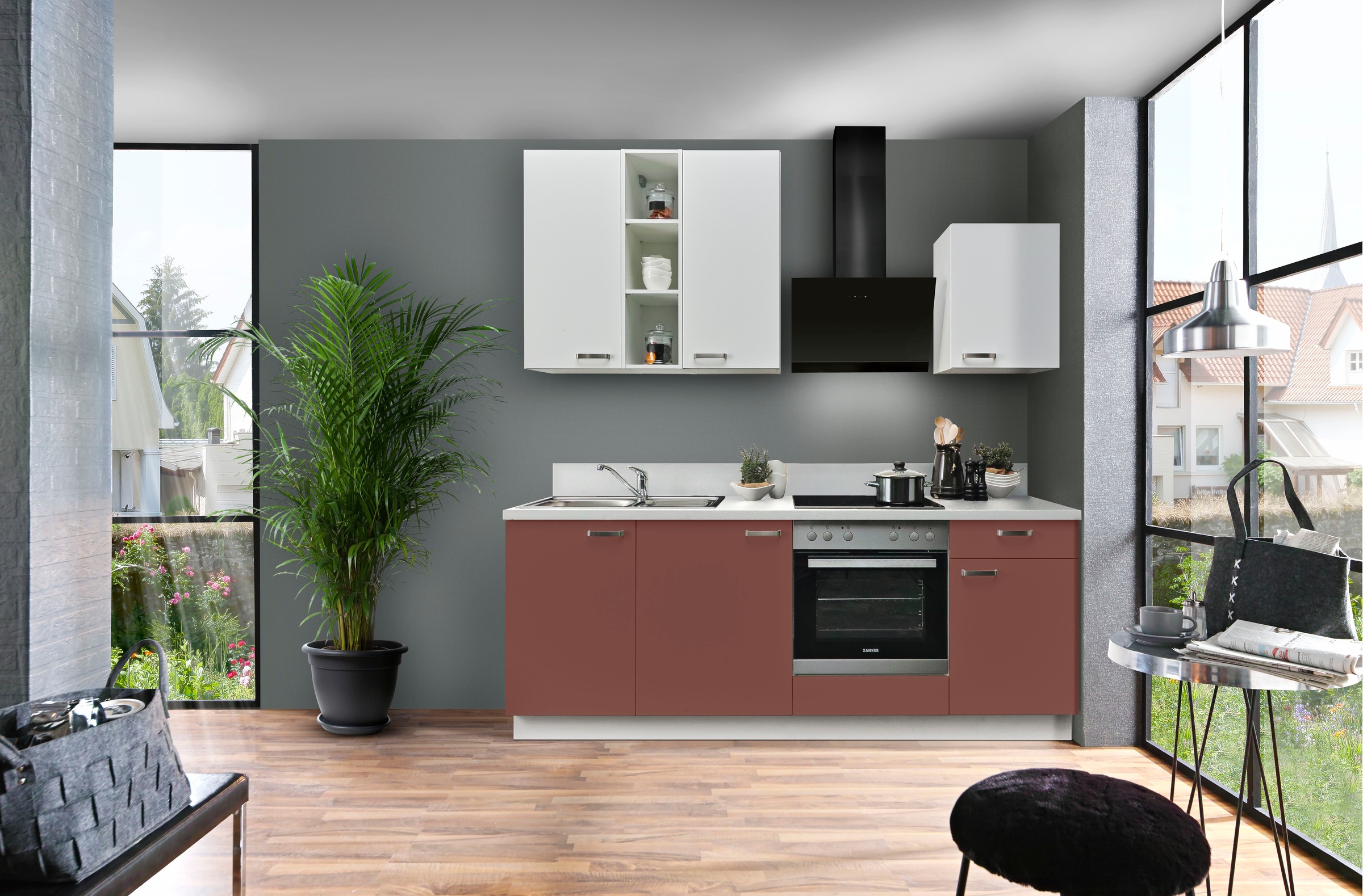 KOCHSTATION Küchenzeile »"KS-Bari"«, mit Soft-Close-Funktion und Vollauszug, vormontiert, Breite 220 cm, mit E-Geräten