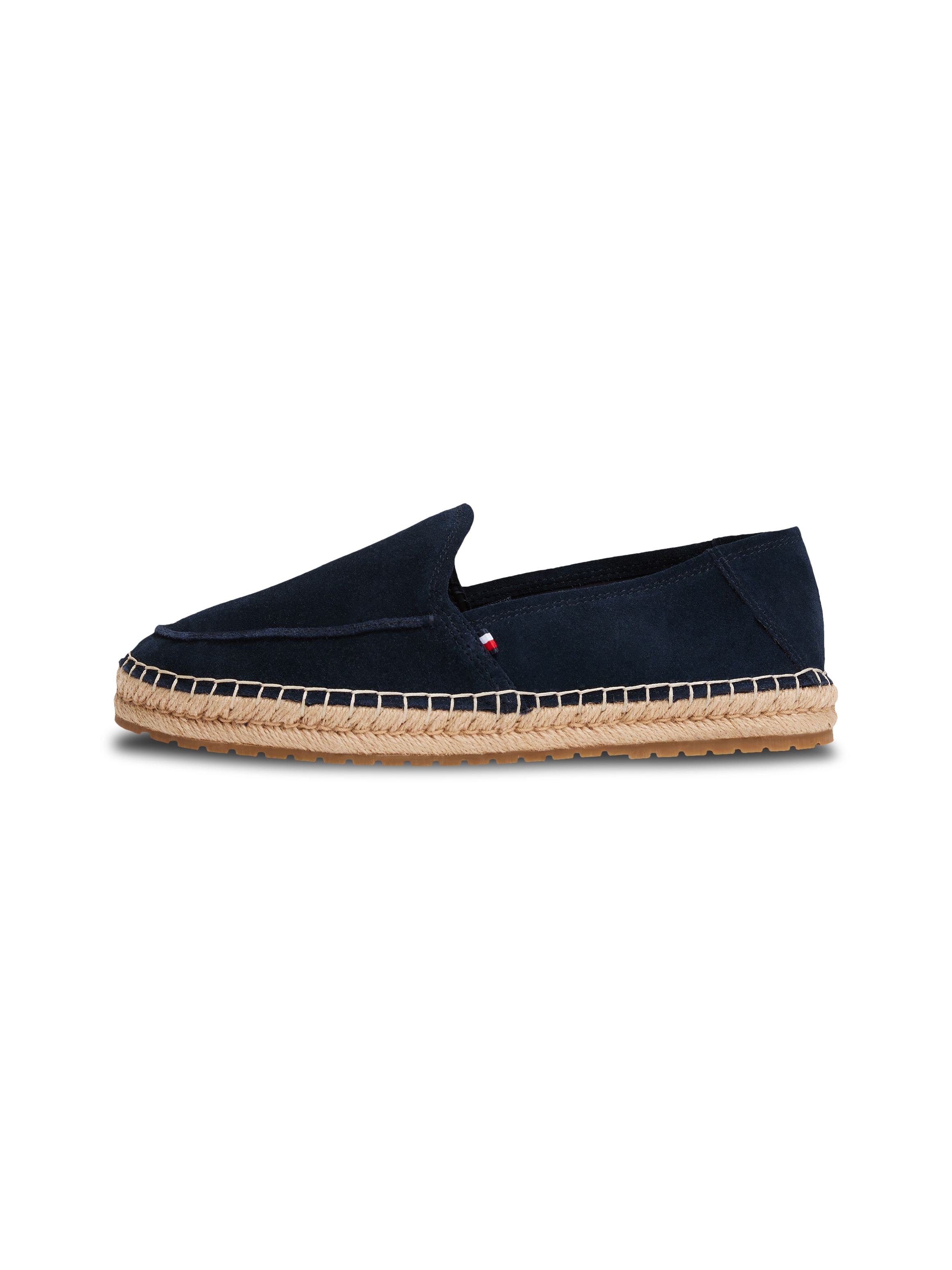 Tommy Hilfiger Espadrille »HILFIGER FLEX ESPA SUEDE LOAFER«, Sommerschuh, Schlupfschuh, Slipper mit Bastbezug am Plateau