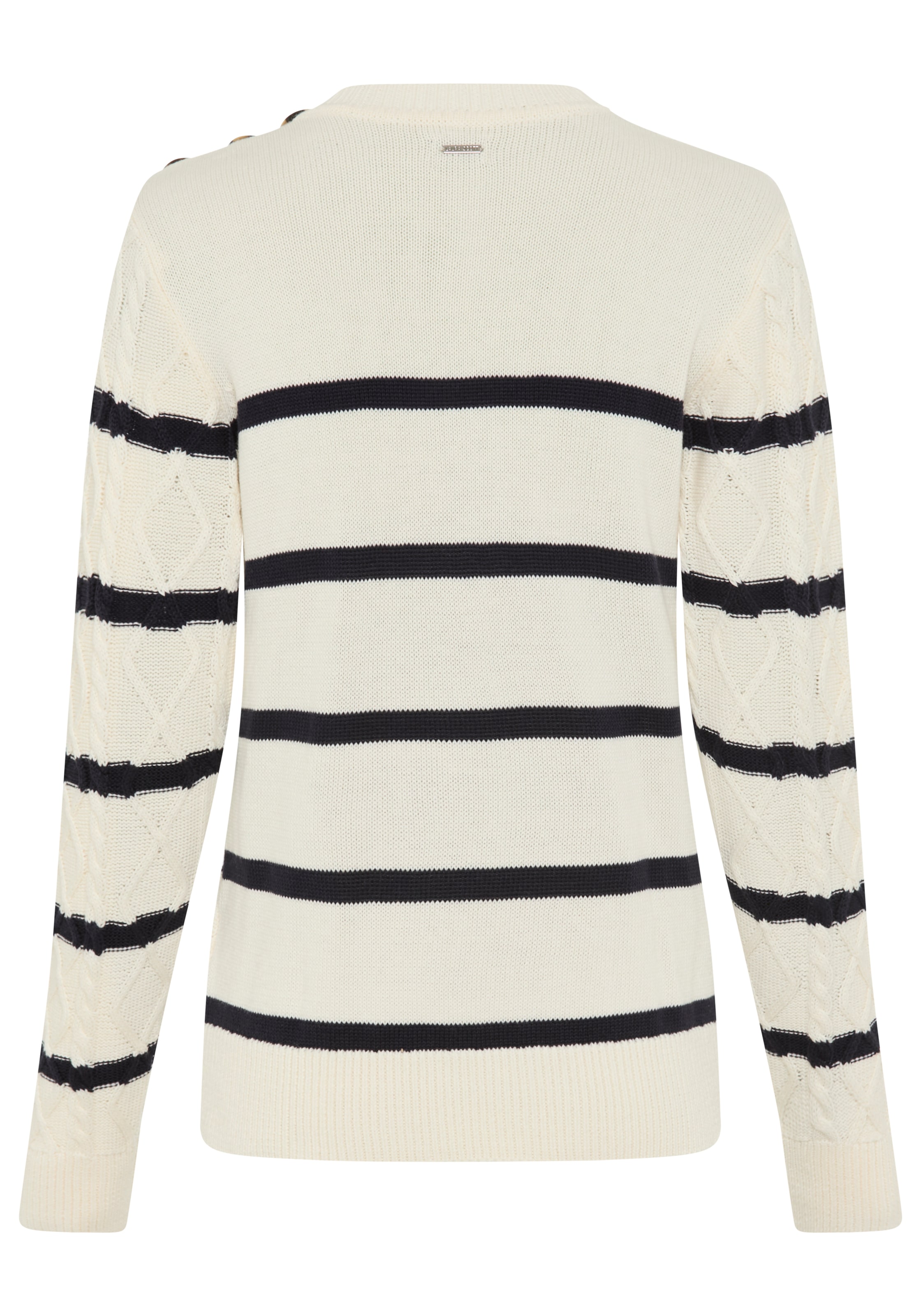 Laura Scott Rundhalspullover Übergangspullover mit Zopfmuster und Streifen - NEUE KOLLEKTION