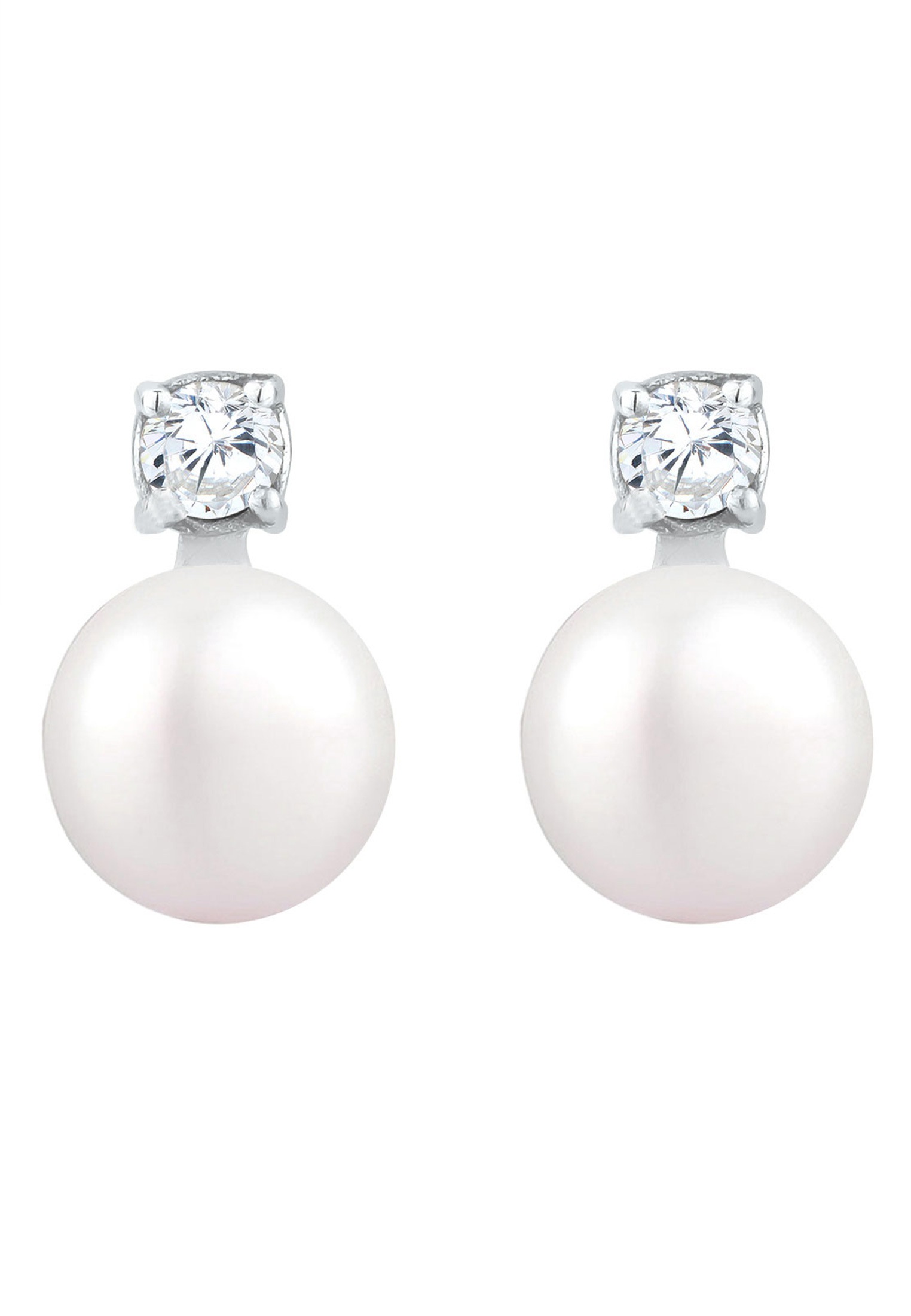 Elli Paar Ohrstecker »Ohrringe Rund Süßwasserzuchtperle mit Zirkonia 925 Silber«