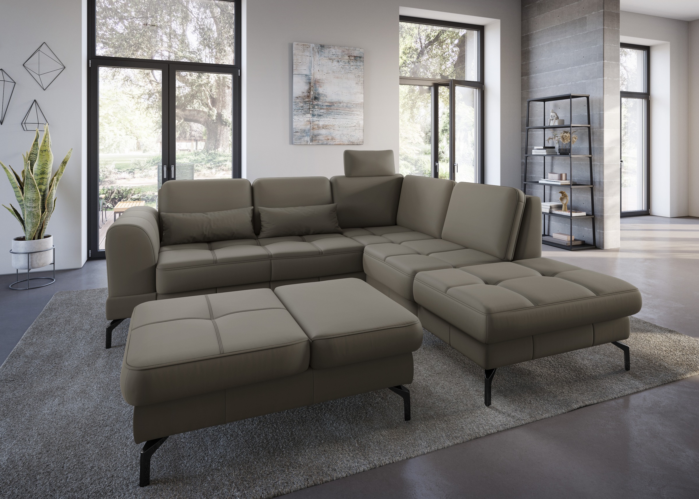 sit&more Ecksofa »Bendigo L-Form«, inklusive Sitztiefenverstellung, Bodenfreiheit 15 cm, in 2 Fußfarben