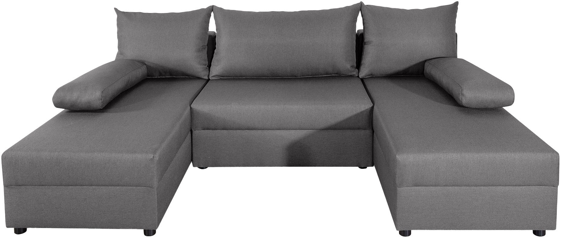 COLLECTION AB Wohnlandschaft »Pico U-Form, Breite 220, mit Schlaffunktion, Bettkasten & Zierkissen«, Wohnlandschaft,2 X Ottomane,Polyätherschaum Polsterung