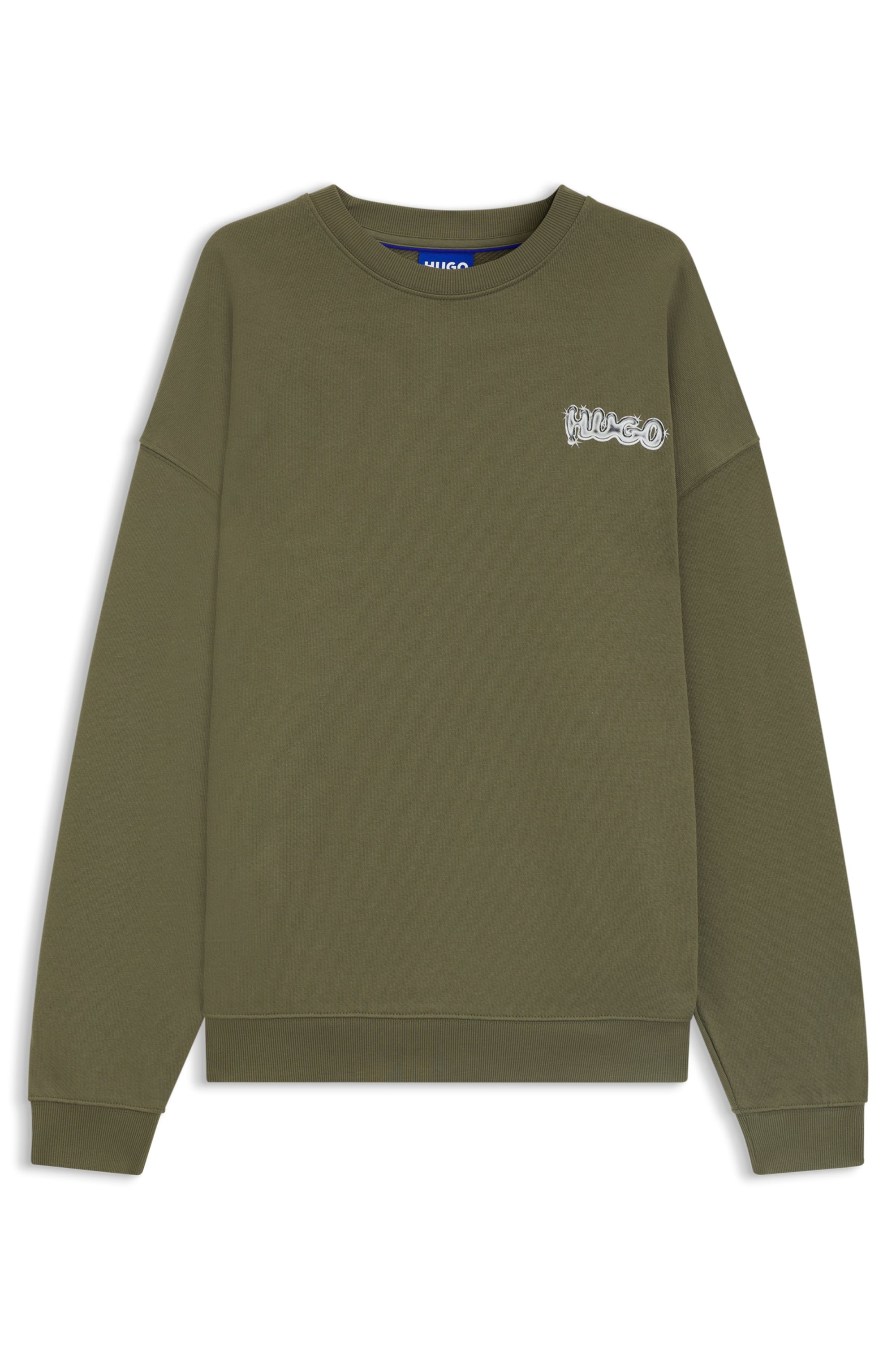 HUGO Blue Sweatshirt »Nyrocrew«, Rückenaufdruck in Chrom-Optik, Rundhalsausschnitt, Loose fit
