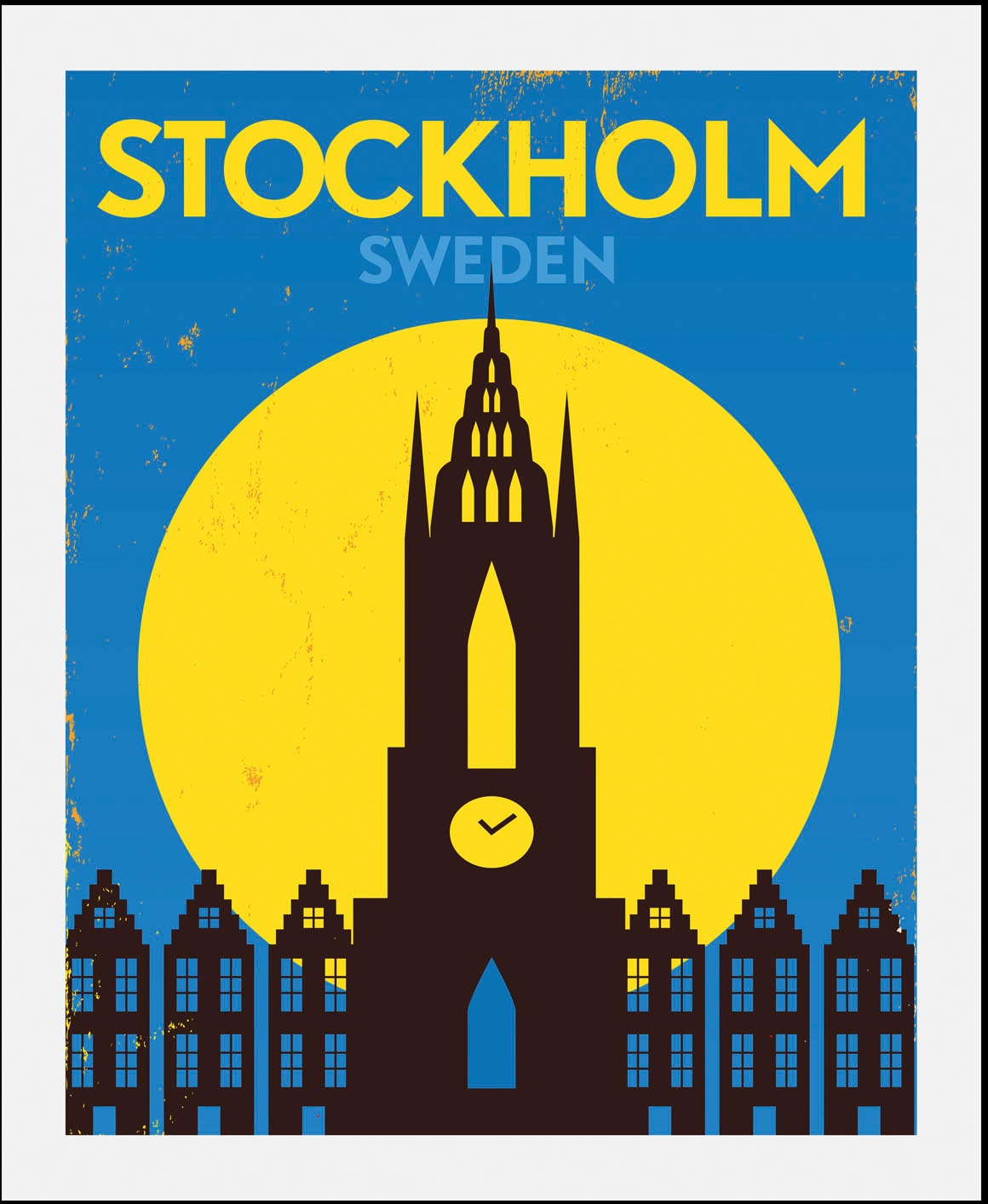 queence Bild »Stockholm«, Stadt-Städte-Gebäude-Schriftzug-Schriftzüge-Schweden, (1 St.), HD Premium Poster-Druck inkl. Holzrahmen