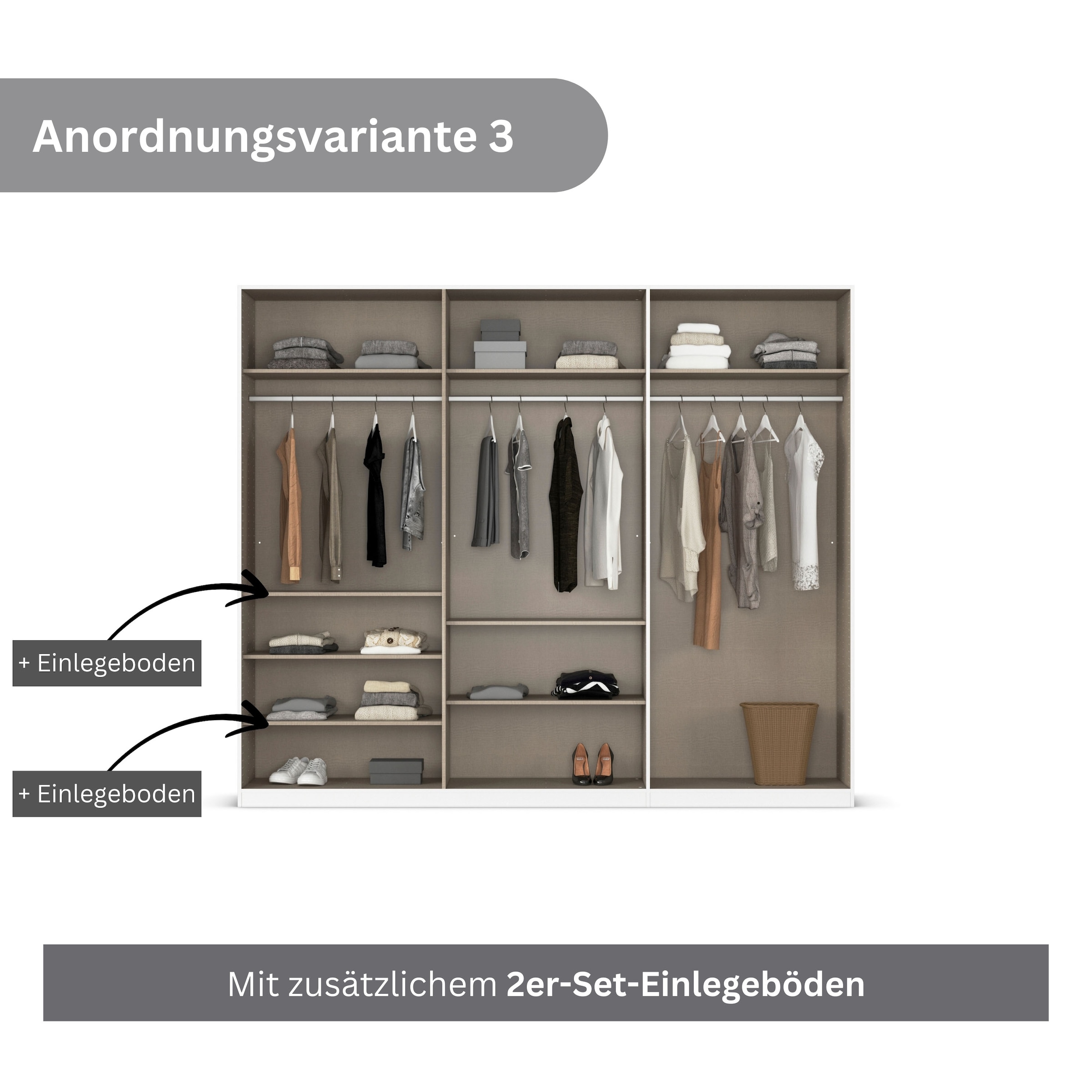 rauch Drehtürenschrank »Kleiderschrank Schrank Garderobe AGORDO TOPSELLER Schlafzimmer«, (in zwei Griff-Farben mit Dekor- oder Hochglanzfront), durchdachte Innenausstattung, in 6 Breiten und 2 Höhen MADE IN GERMANY