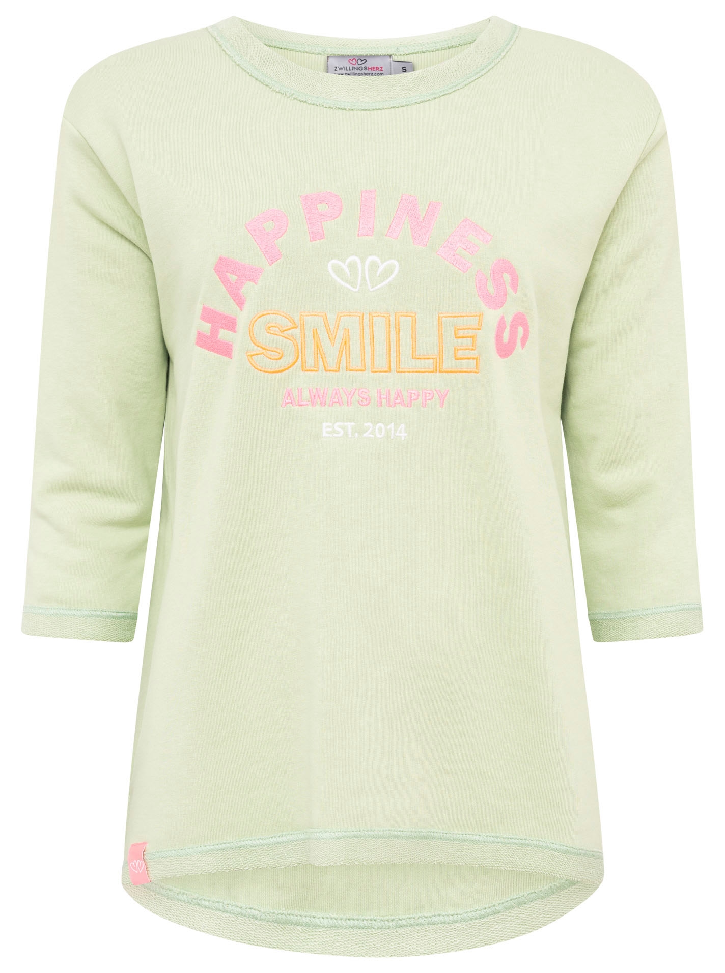 Zwillingsherz Langarmshirt »"Smile"« 3/4-Arm, Rundhalsausschnitt, Stickerei