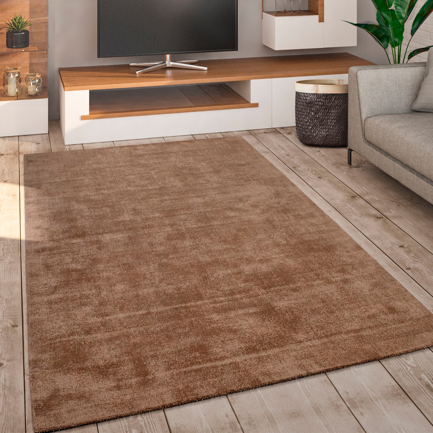 Paco Home Teppich »Randers 578«, Uni-Farben, rechteckig, handgewebt Handweb online kaufen Kurzflor, Teppich
