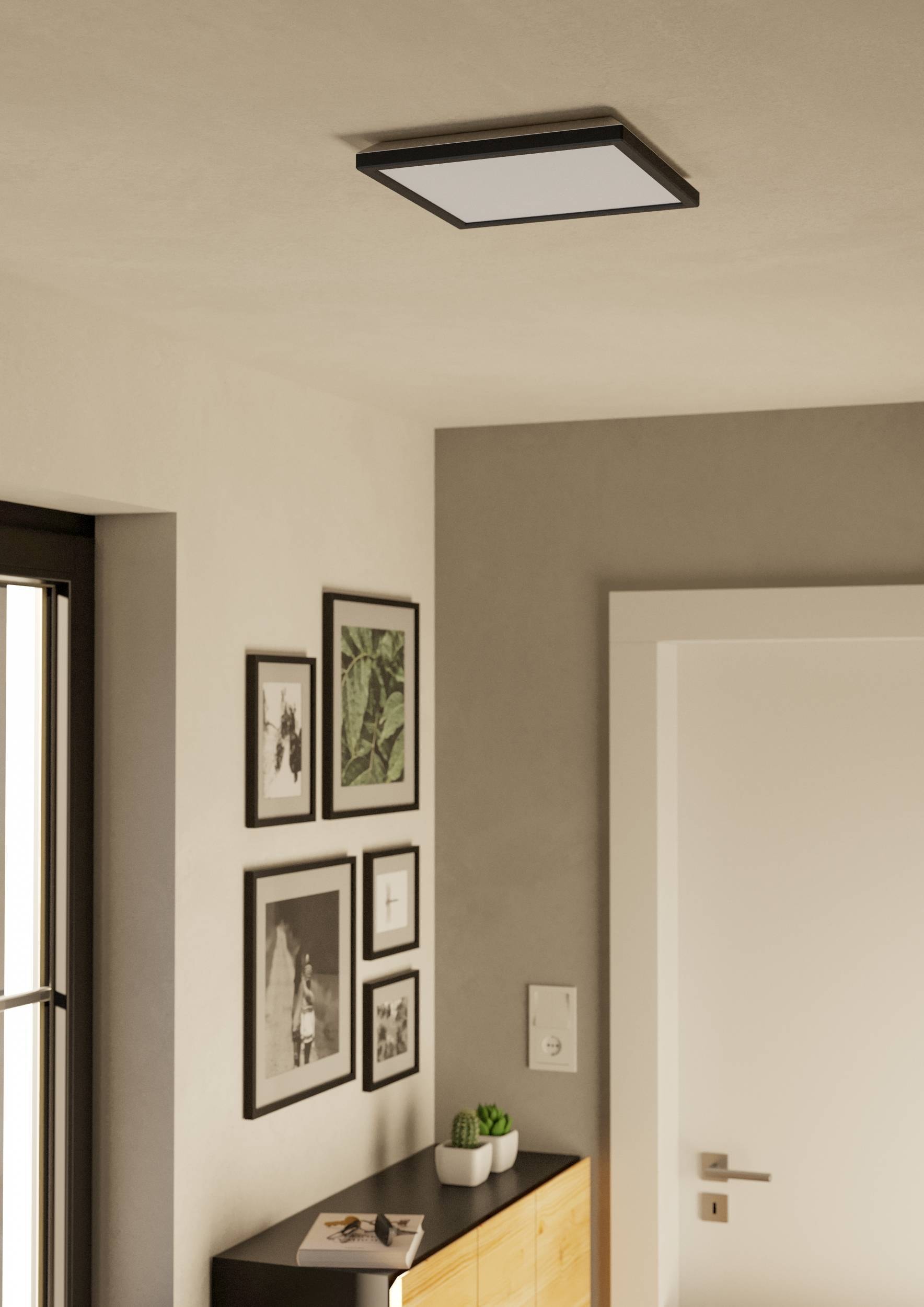 EGLO Deckenleuchte »Rovito-Z Deckenlampe, ZigBee 3.0, Kunststoff, Badezimmerlampe, IP44« LED-Modul 1 Stk. Kaltweiß | RGB Wand-/Deckenleuchte - L29 x B29 x H3 cm - schwarz - 13,4W inkl.