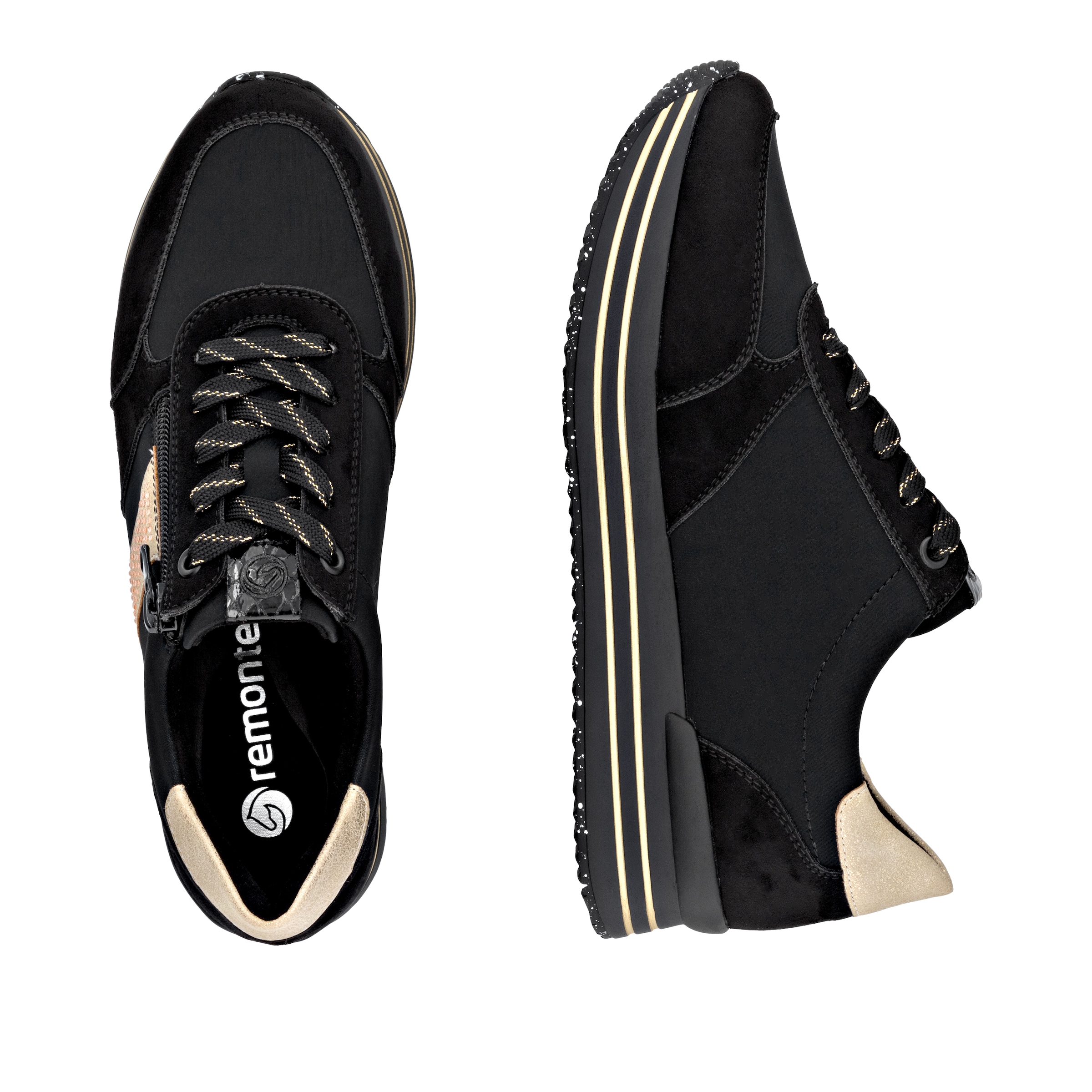 Remonte Sneaker  Schnürschuh, Halbschuh, Plateausneaker mit Schmucksteinchen