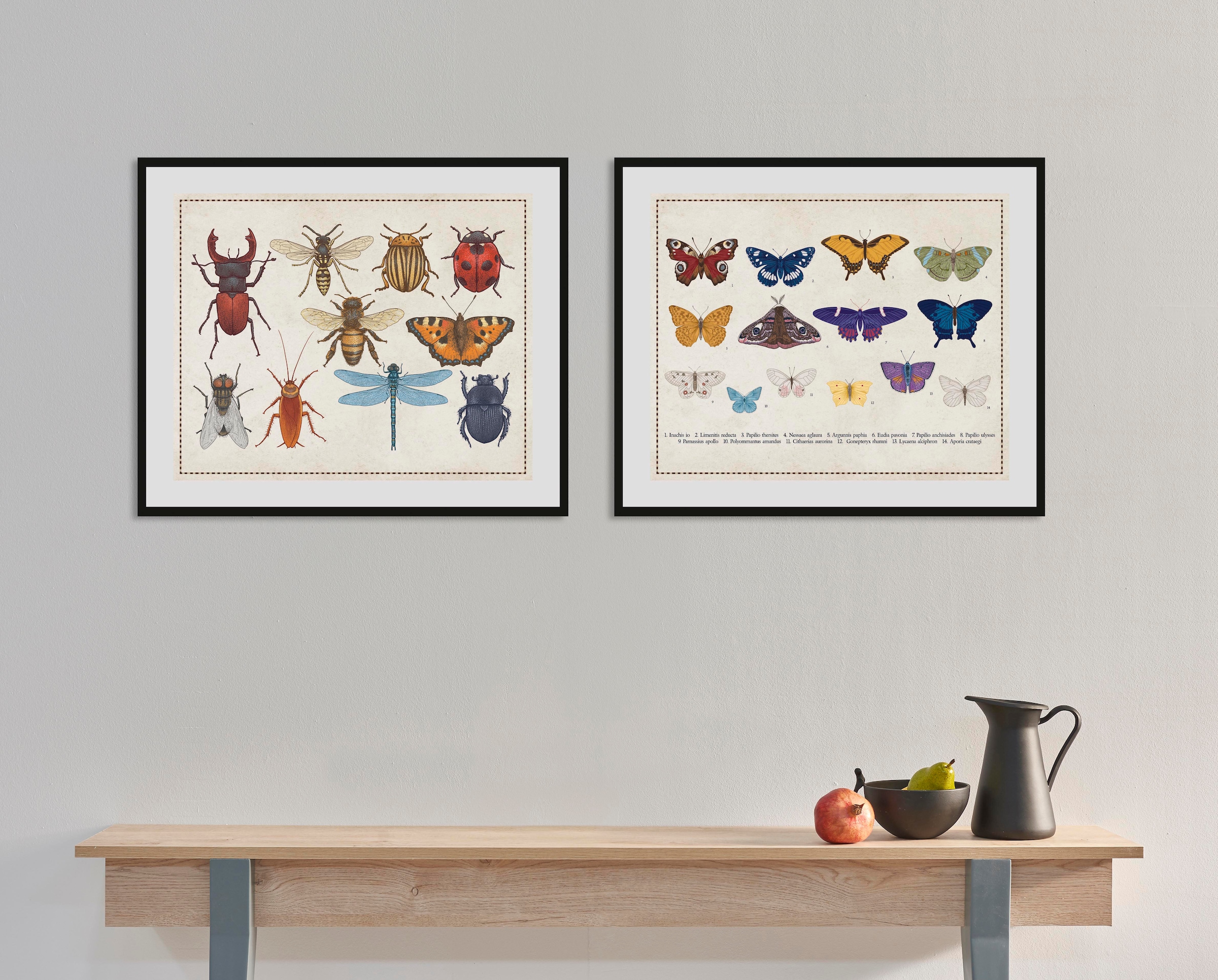 queence Bild »Liane«, Schmetterlinge-Kunst-Insekten, (1 St.), HD Premium Poster-Druck inkl. Holzrahmen