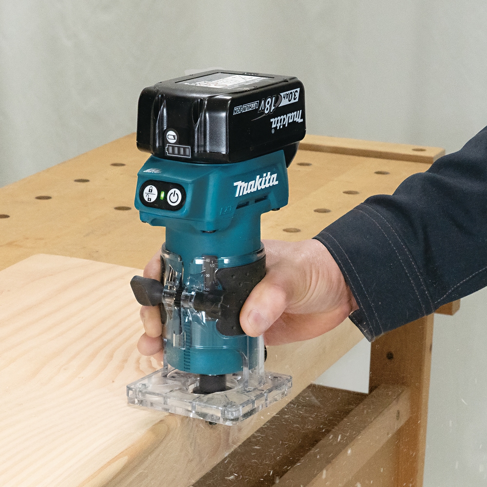 Makita Akku-Fräse »Kantenfräser »DRT52Z« 6 mm, 30.000 min⁻¹, ohne Akku und Ladegerät« leichte bürstenlose Akku-Kantenfräse für Tischler und Hobbyhandwerker