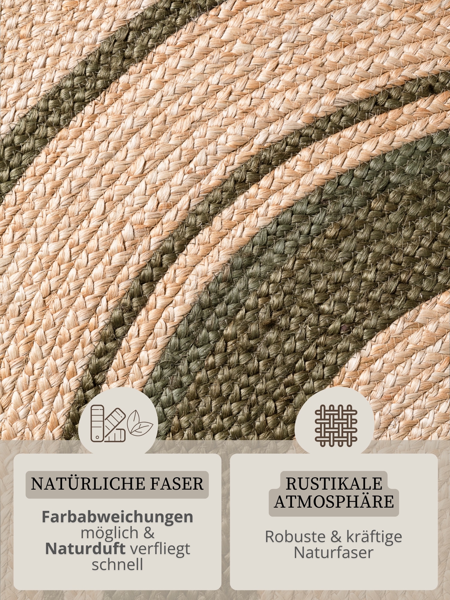 HANSE Home Teppich »Basil« rund 7 mm Höhe Jute, Handgemacht, Rund, Fransen, Wohnzimmerteppich, Naturteppich