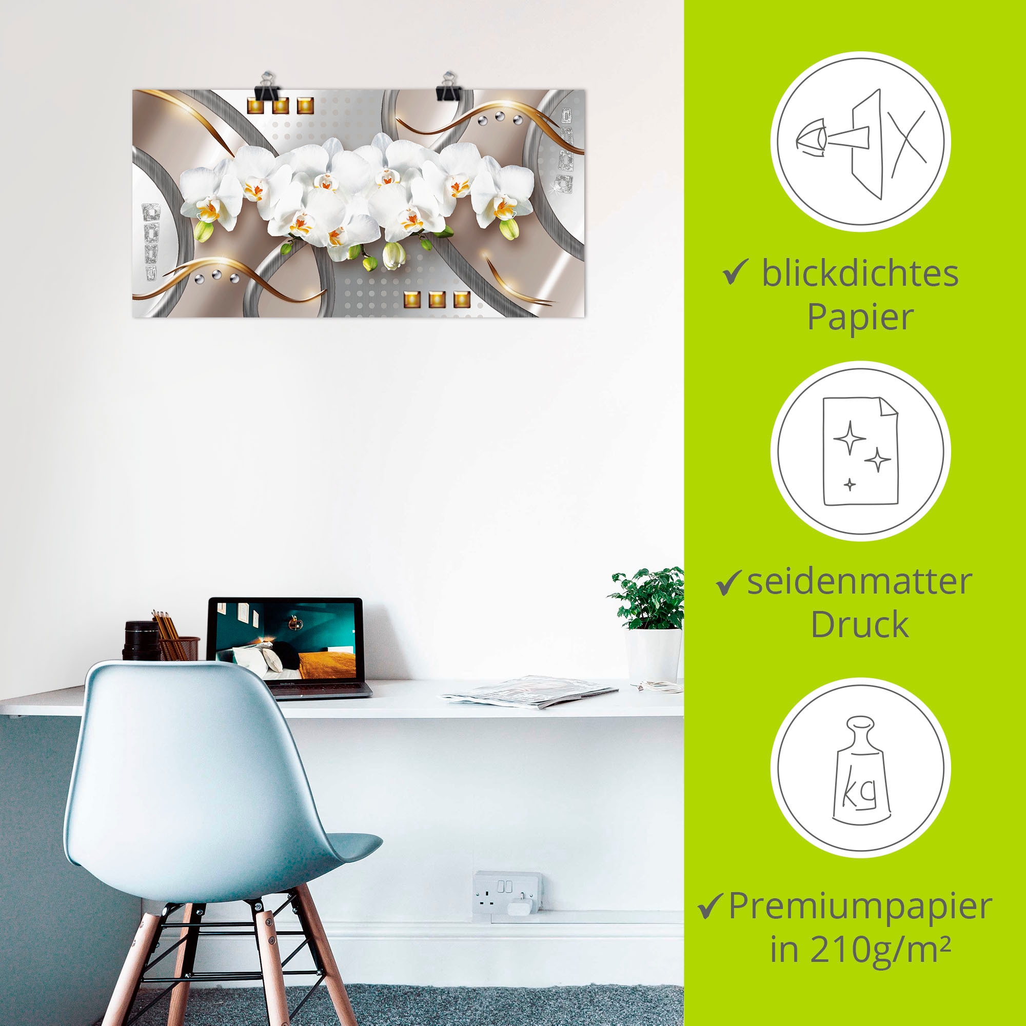 Artland Wandbild »Orchideen mit Elementen« Blumen 1 Stk. tlg. als Leinwandbild, Poster in verschied. Größen