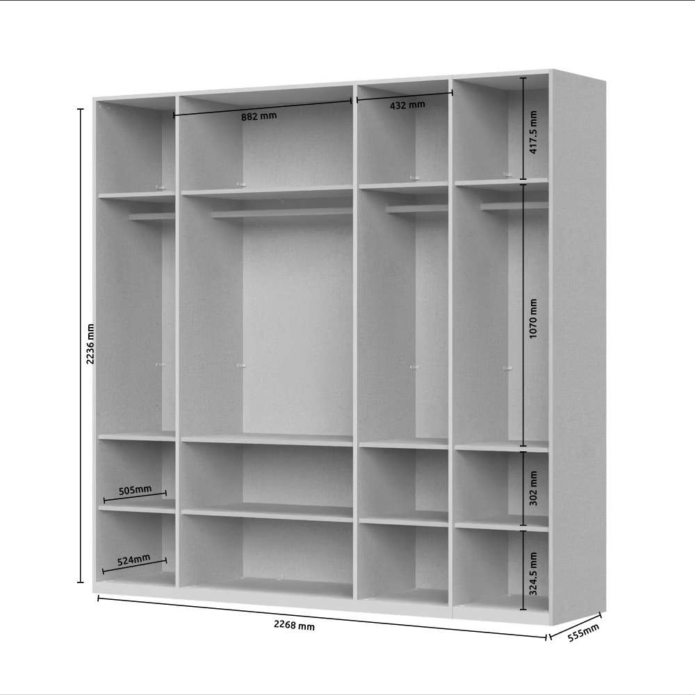 Places of Style Drehtürenschrank »Opera Parsol-Glastüren, LED-Innenbeleuchtung, mit und ohne Kranz«, Glastüren, UV-Lack, LED-Innenbeleuchtung, Soft-Close-Funktion