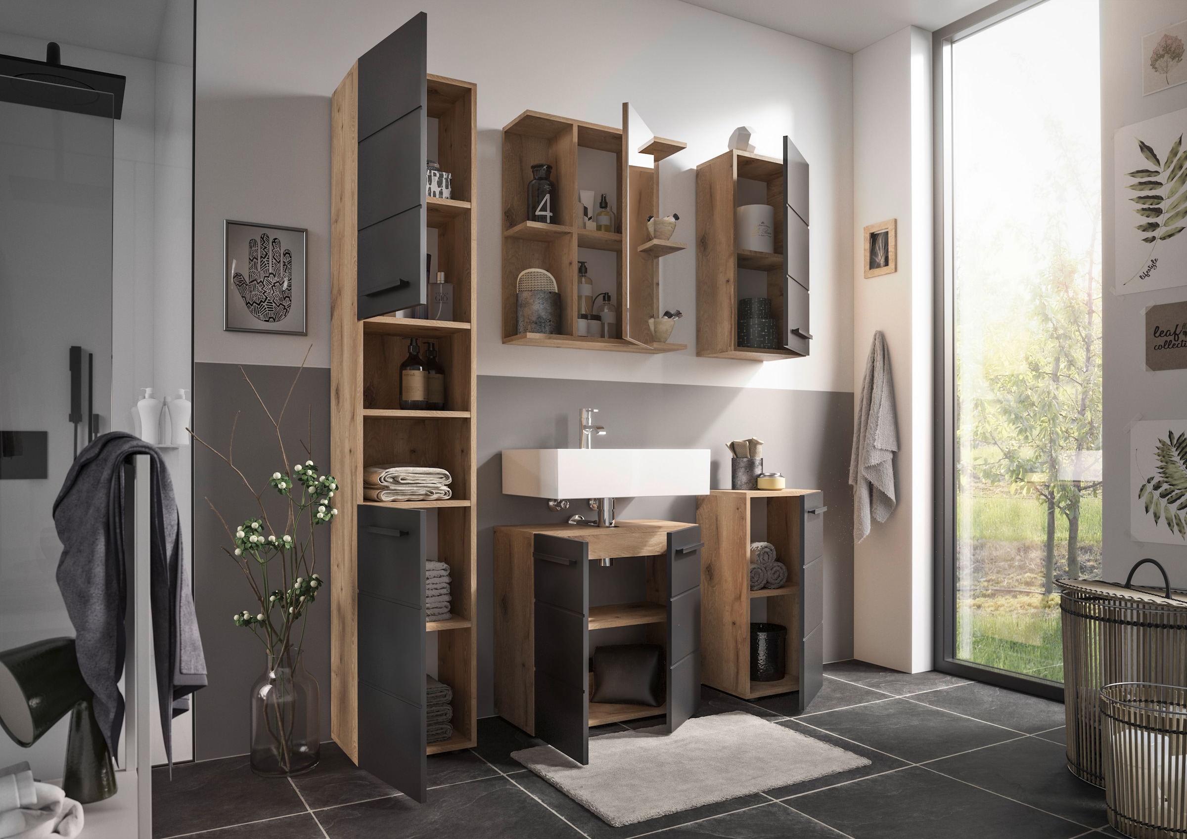 BASIC by Balculina Hängeschrank »Vista BxHxT 34x70x23 cm« 1 Stk. tlg. Breite 34cm, Kunststoffgriffe, Made in Europa