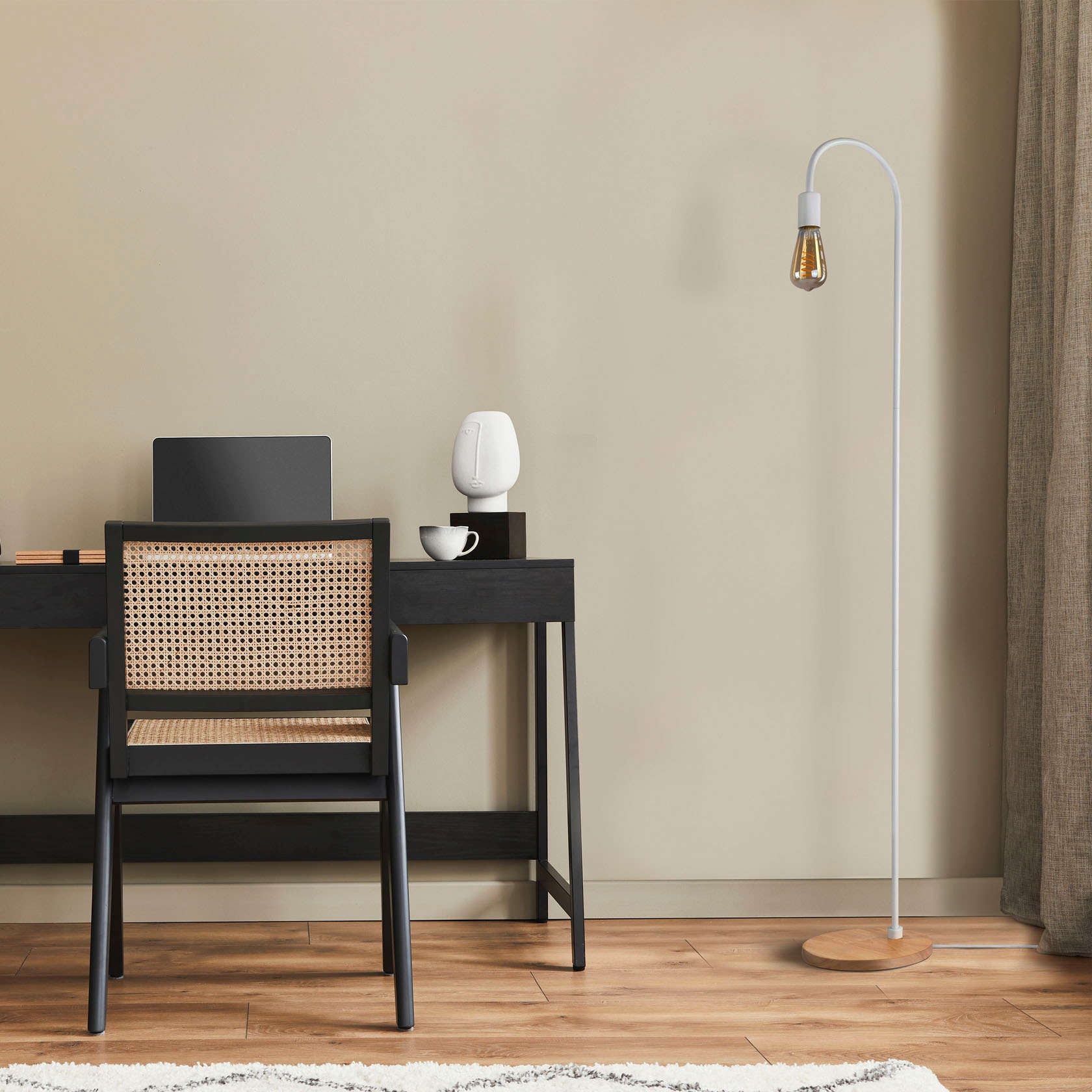 Paco Home Stehlampe »WALTER«, Bogenlampe Garantie Fuß mit Industrial XXL Skandi 3 LED Minimalistisch Holz Jahren | Wohnzimmer kaufen online
