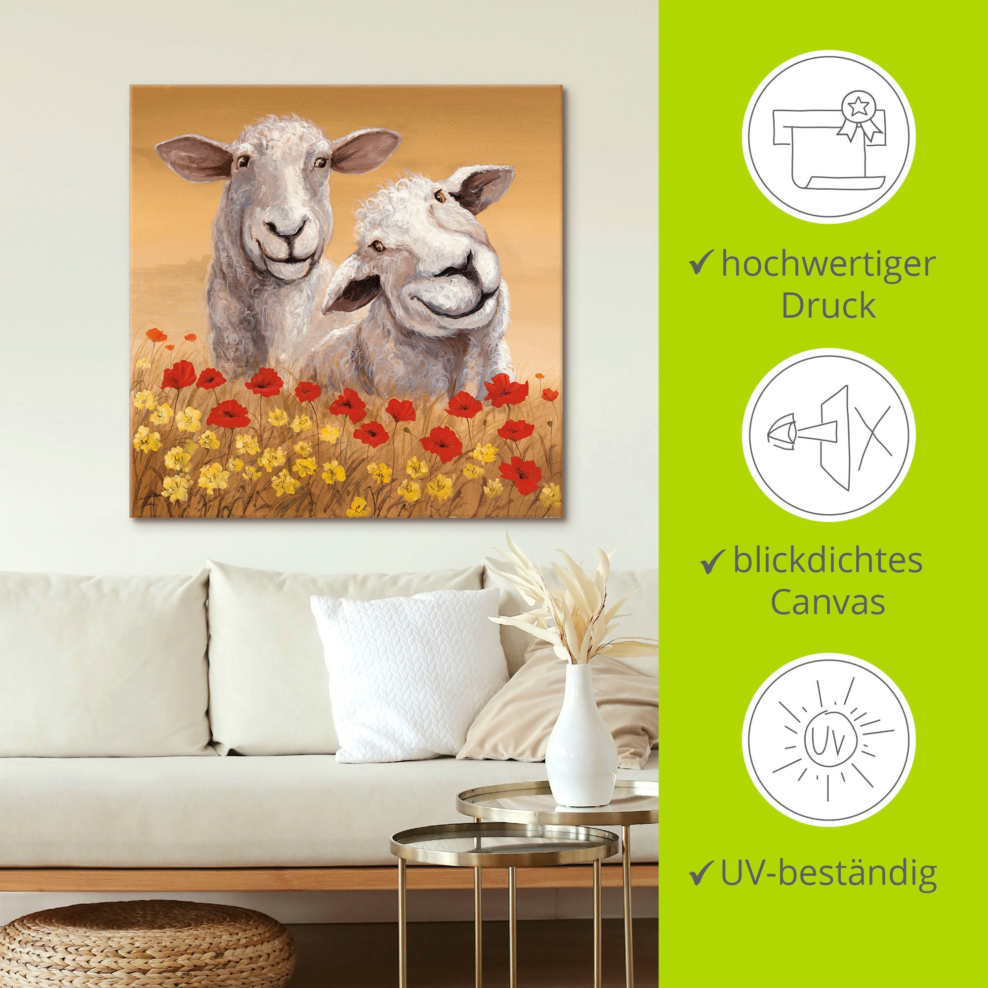 Artland Wandbild »Schafe«, Haustiere, (1 St.), als Alubild, Outdoorbild, Leinwandbild, Poster in verschied. Größen