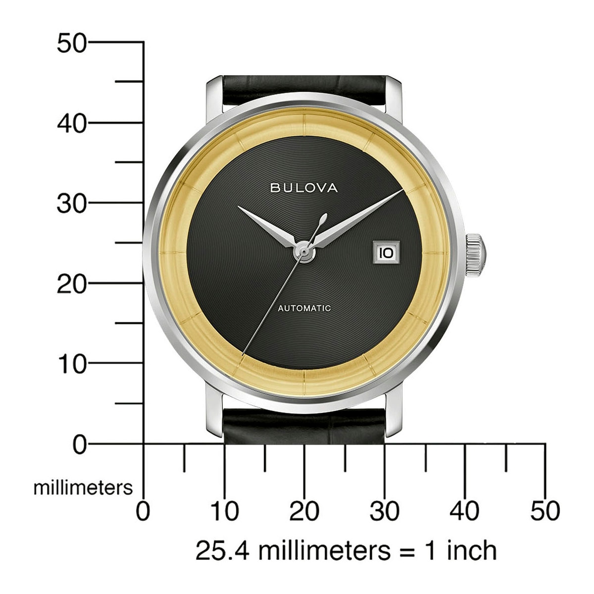 Bulova Automatikuhr, Armbanduhr, Herrenuhr, Damenuhr, Lederarmband, Saphirglas