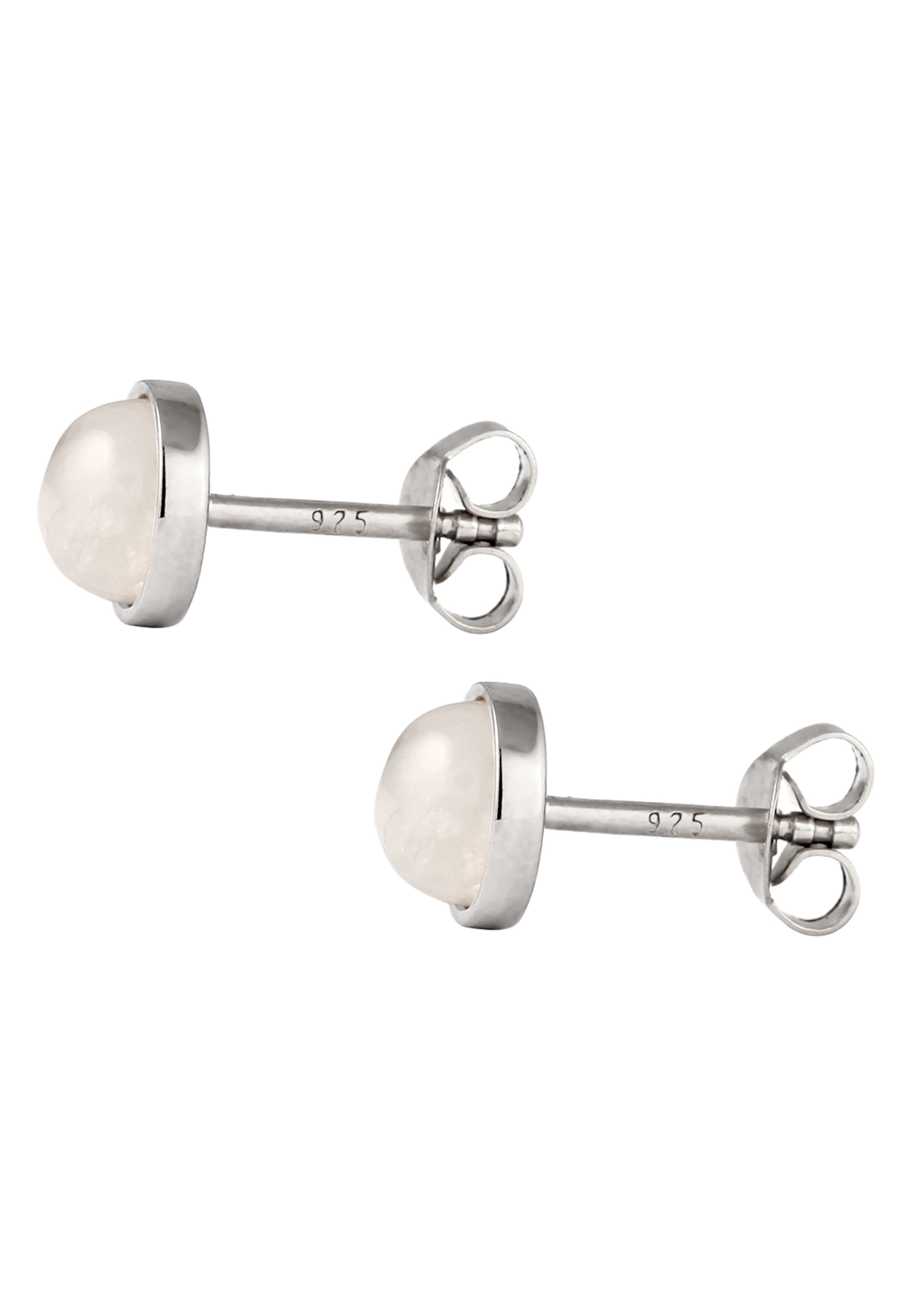 Elli Paar Ohrstecker »Ohrringe Ohrstecker Mondstein Weiß 925 Sterling Silber vergoldet«