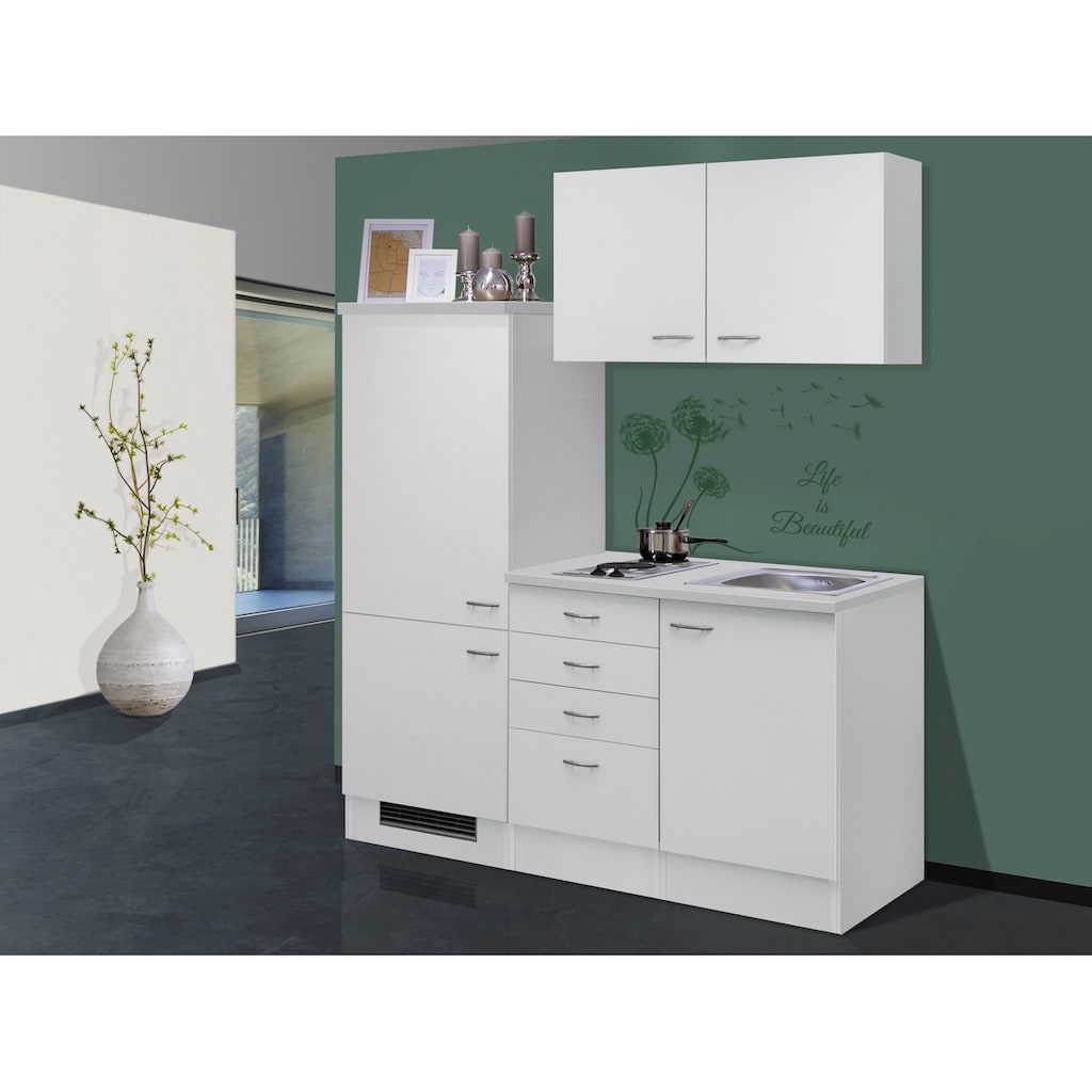Flex-Well Küche »Wito«, Gesamtbreite 160 cm, mit Einbau-Kühlschrank, Kochfeld und Spüle etc.
