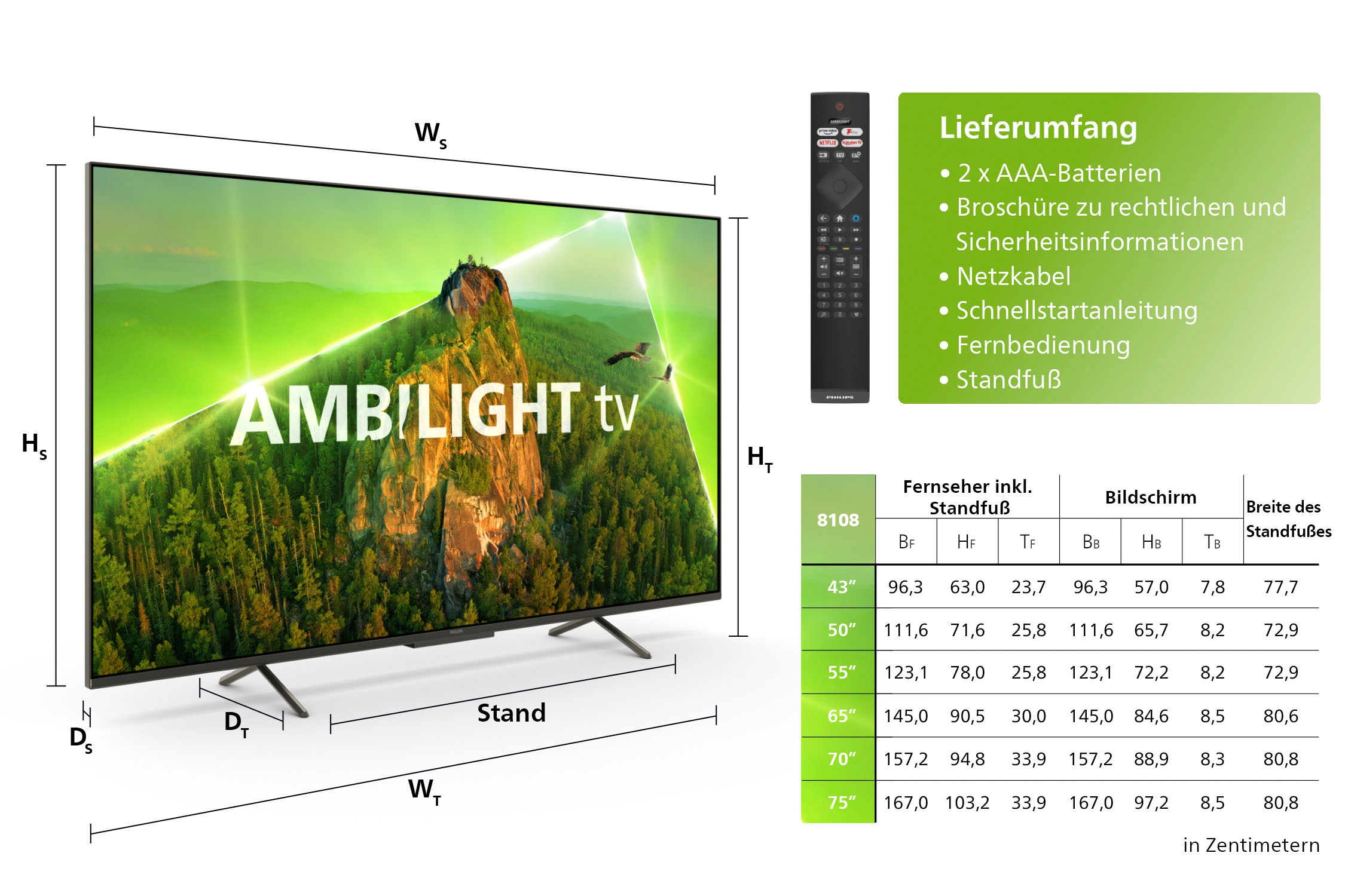 4K LED-Fernseher 3 UNIVERSAL Ultra | HD, ➥ Garantie cm/43 Jahre Philips XXL Zoll, 108 Smart-TV »43PUS8108/12«,