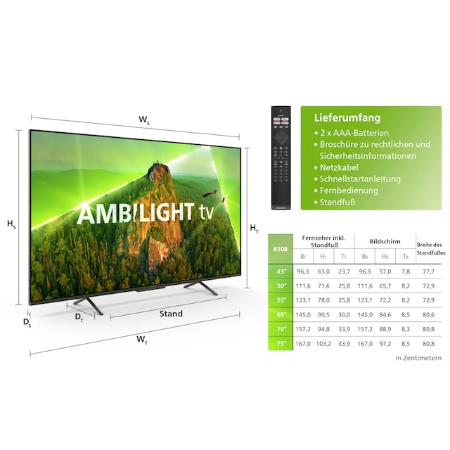 Philips LED-Fernseher »43PUS8108/12«, 108 cm/43 Zoll, 4K Ultra HD, Smart-TV  ➥ 3 Jahre XXL Garantie | UNIVERSAL
