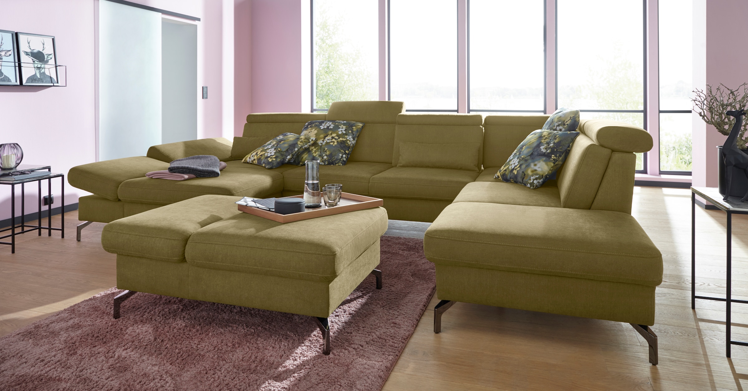 sit&more Hocker »Brisbane«, Fußhöhe 15 cm, mit Federkern und Klappfunktion