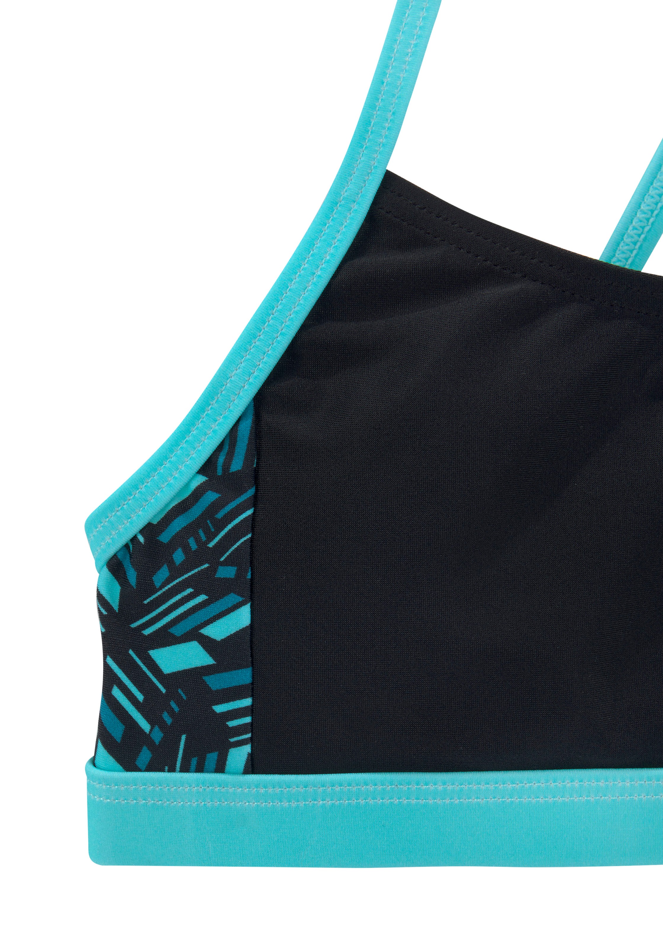 Bench., Herren, Bustier-Bikini mit geometrische bedruckten Einsätzen, schwarz-blau, N-Gr, 122/128 - N-Gr, schwarz-blau, Unifarben mit abstraktem Print